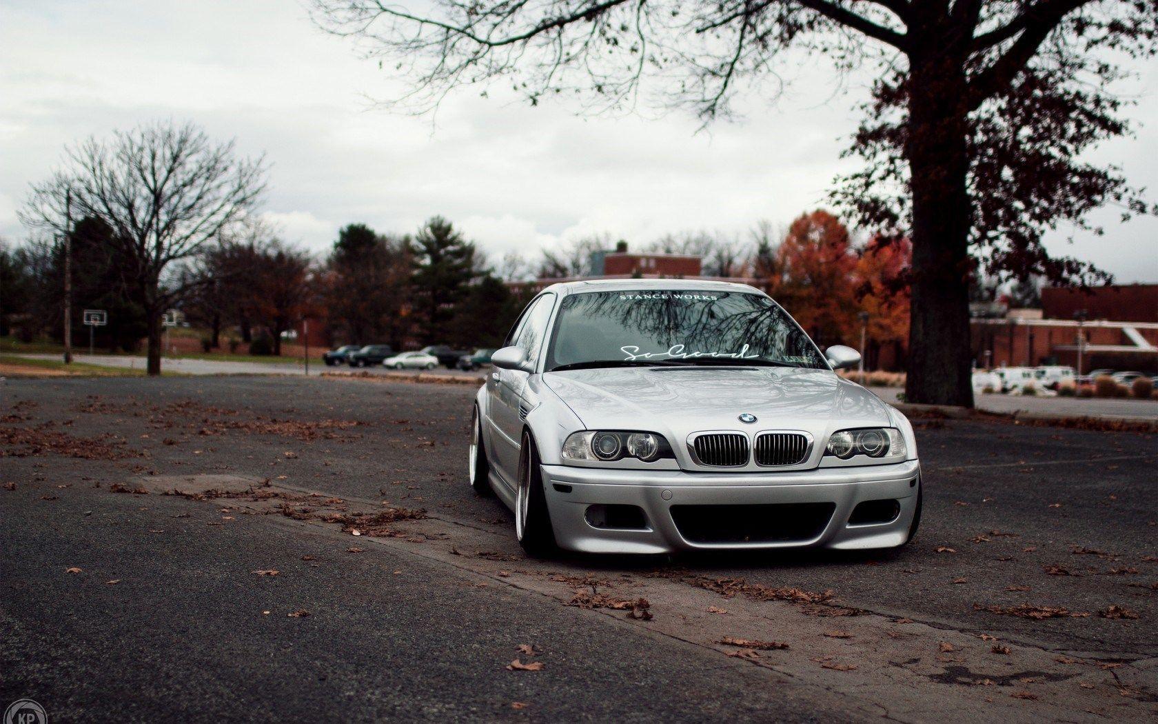 BMW M3 E46 Parking Lot Under Tree Fall HD Wallpapers