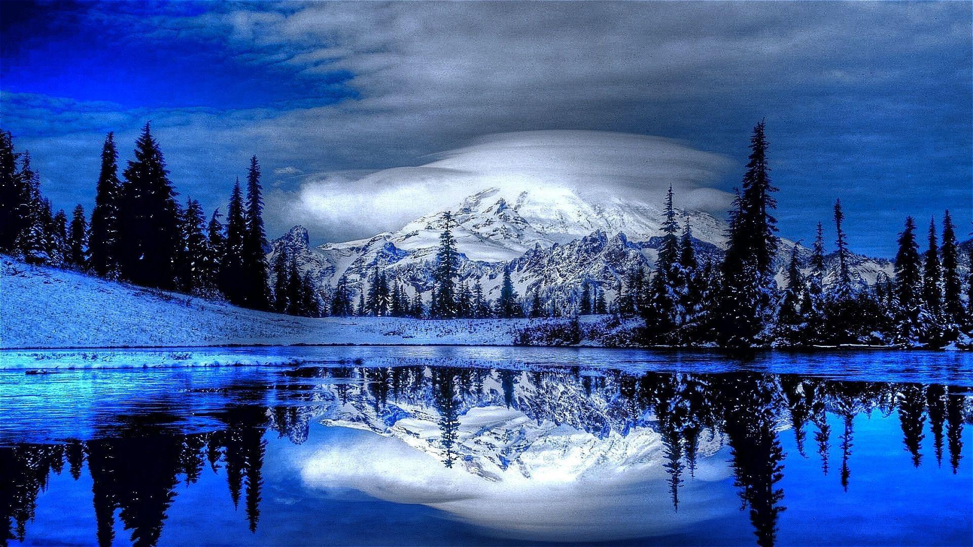 Beautiful Blue Winter Reflection Lake Wallpaper, iPhone Wallpaper