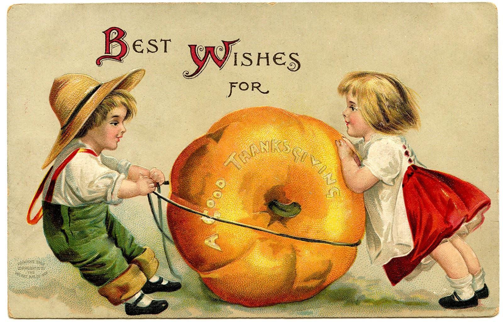 Vintage Thanksgiving Cute Kids Pumpkin HD Wallpaper & Background
