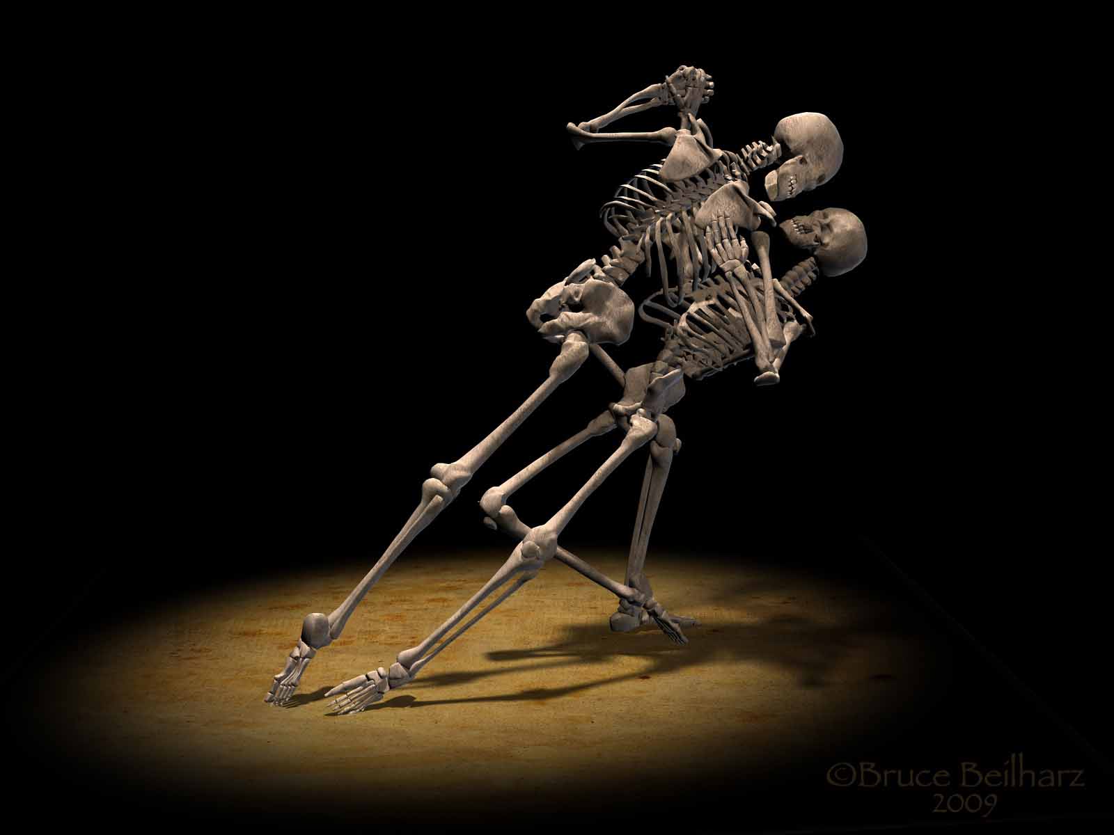 Girl Dancing With Skeleton Wallpaper for iPad