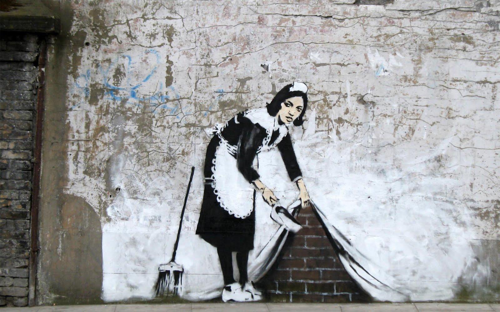 Maid Banksy Graffiti Wallpaper