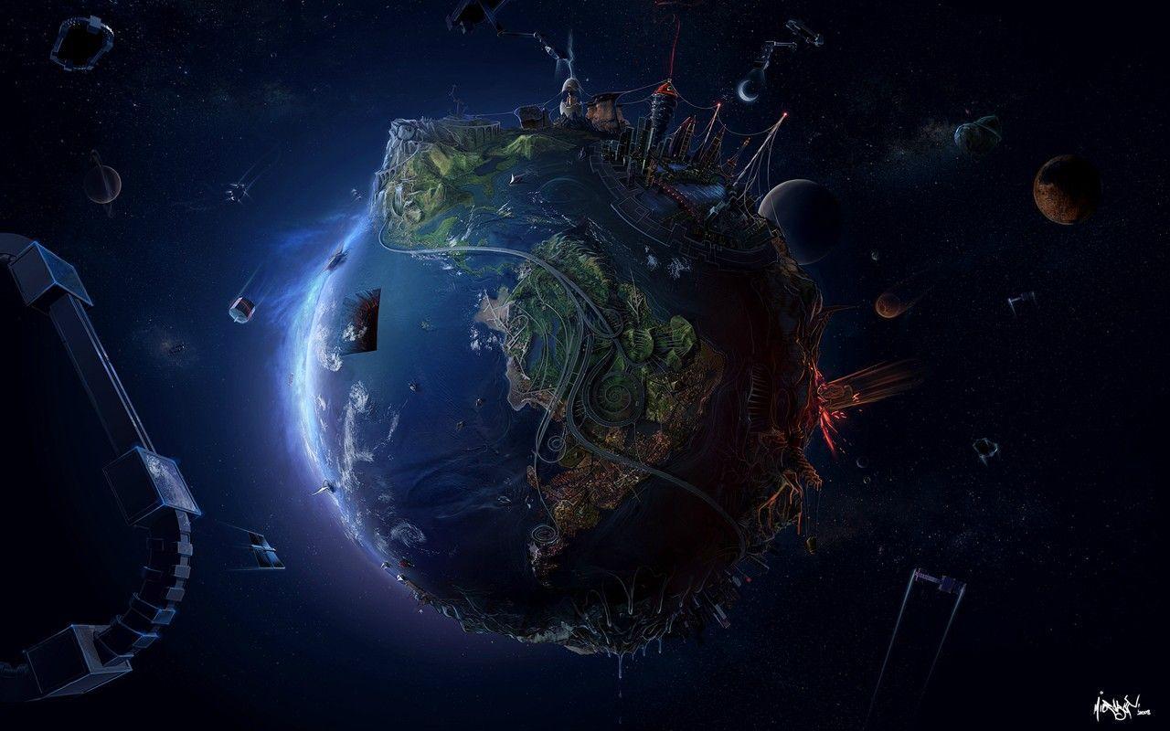 Abstract Weird Awesome Earth Desktop Wallpaper