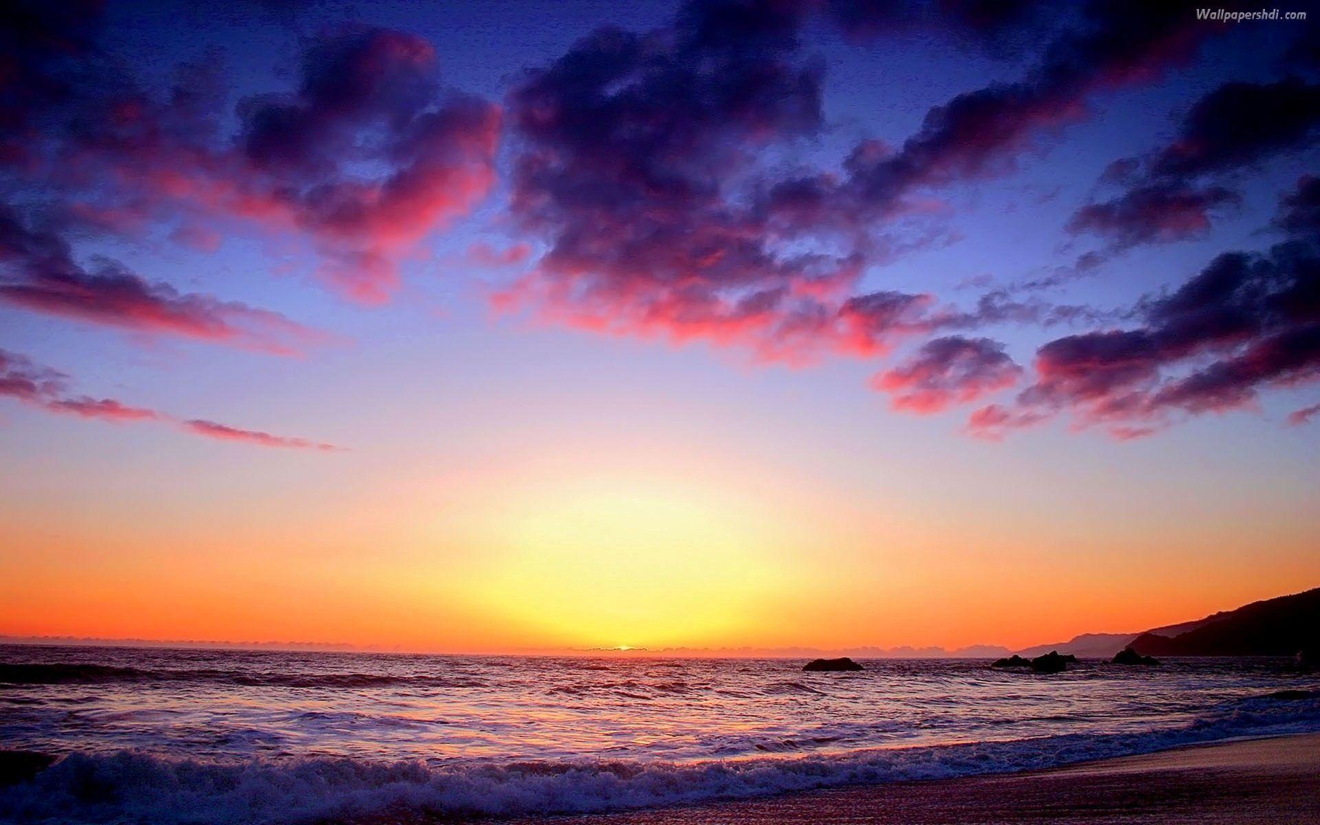 Beauty Sunset Beach Nature Photo Wallpaper Desktop Background Free