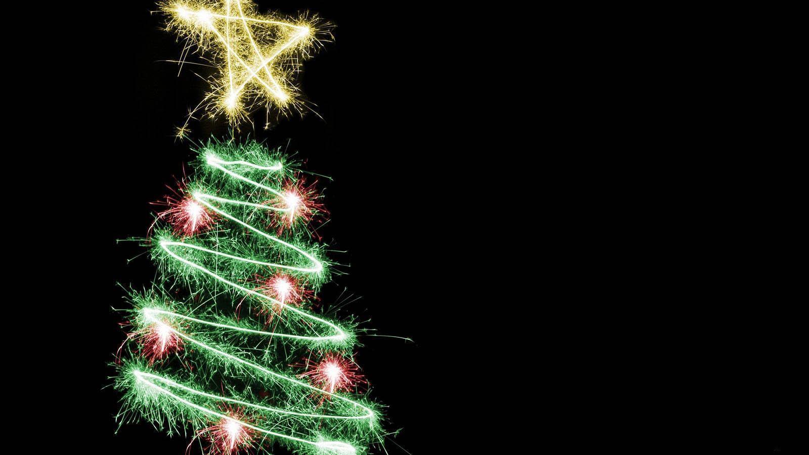 Beautiful Christmas Lights tree black background HD Wallpaper &