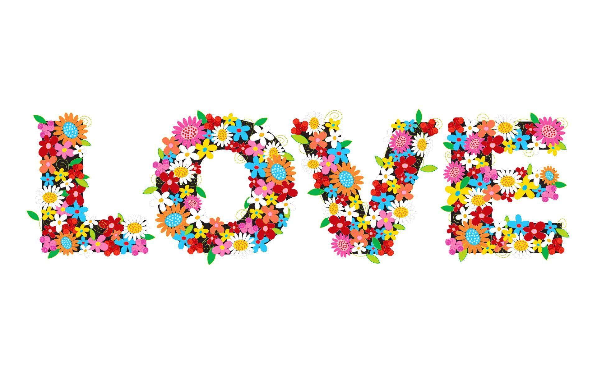 Flowers in Love Words Free and Wallpaper
