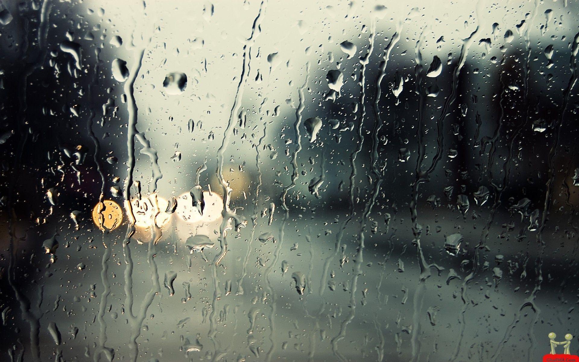Rain Drops Falling On Glass HD Wallpaper