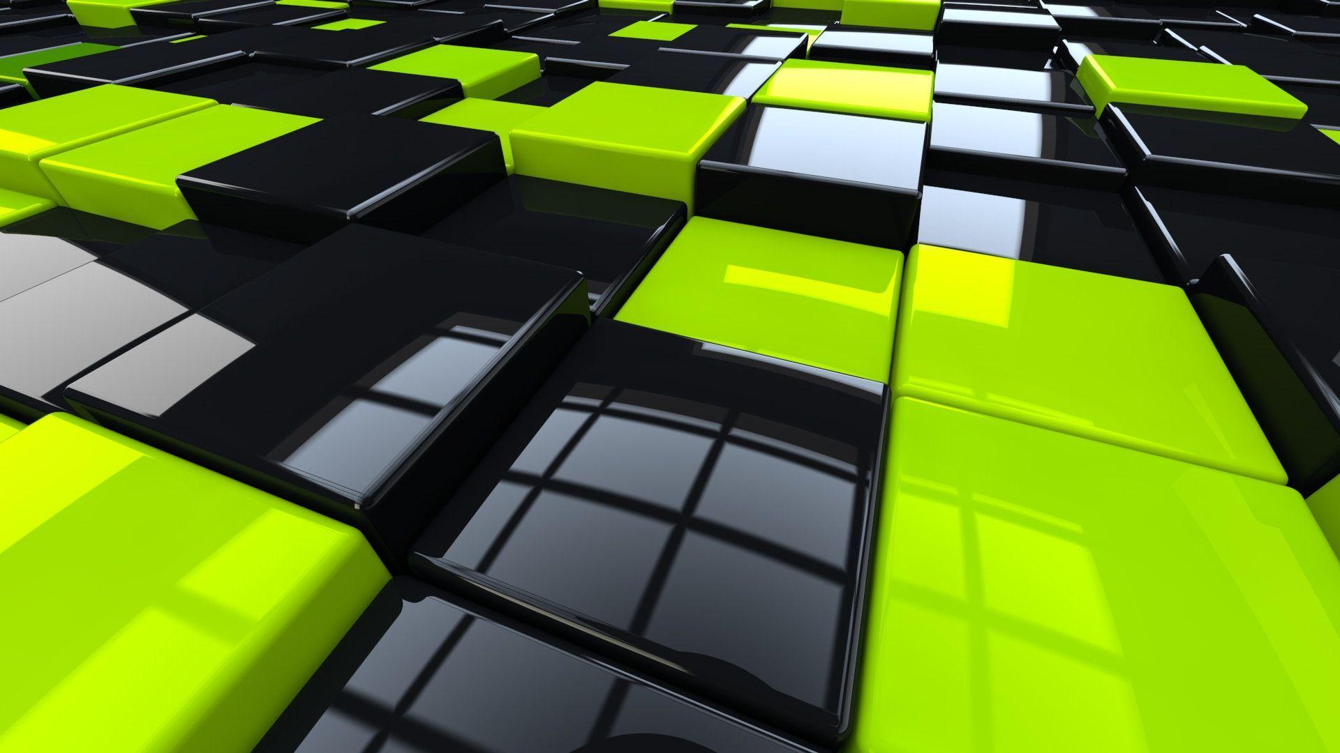 Fresh Green Cube 3D Wallpaper Background 2027 High Resolution. HD