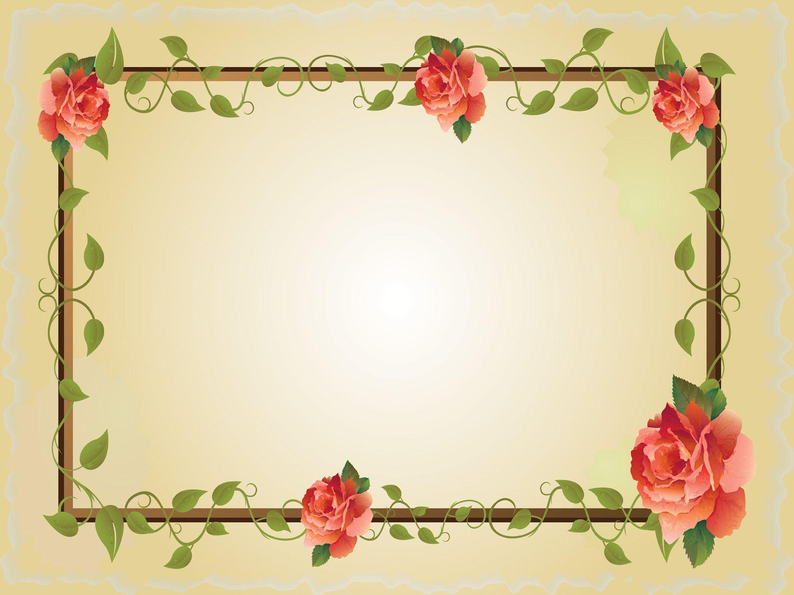 Red rose flower frame PPT Background & Frames, Flowers