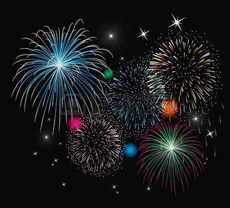 Vector Fireworks Background Royalty Free Clipart, Vectors