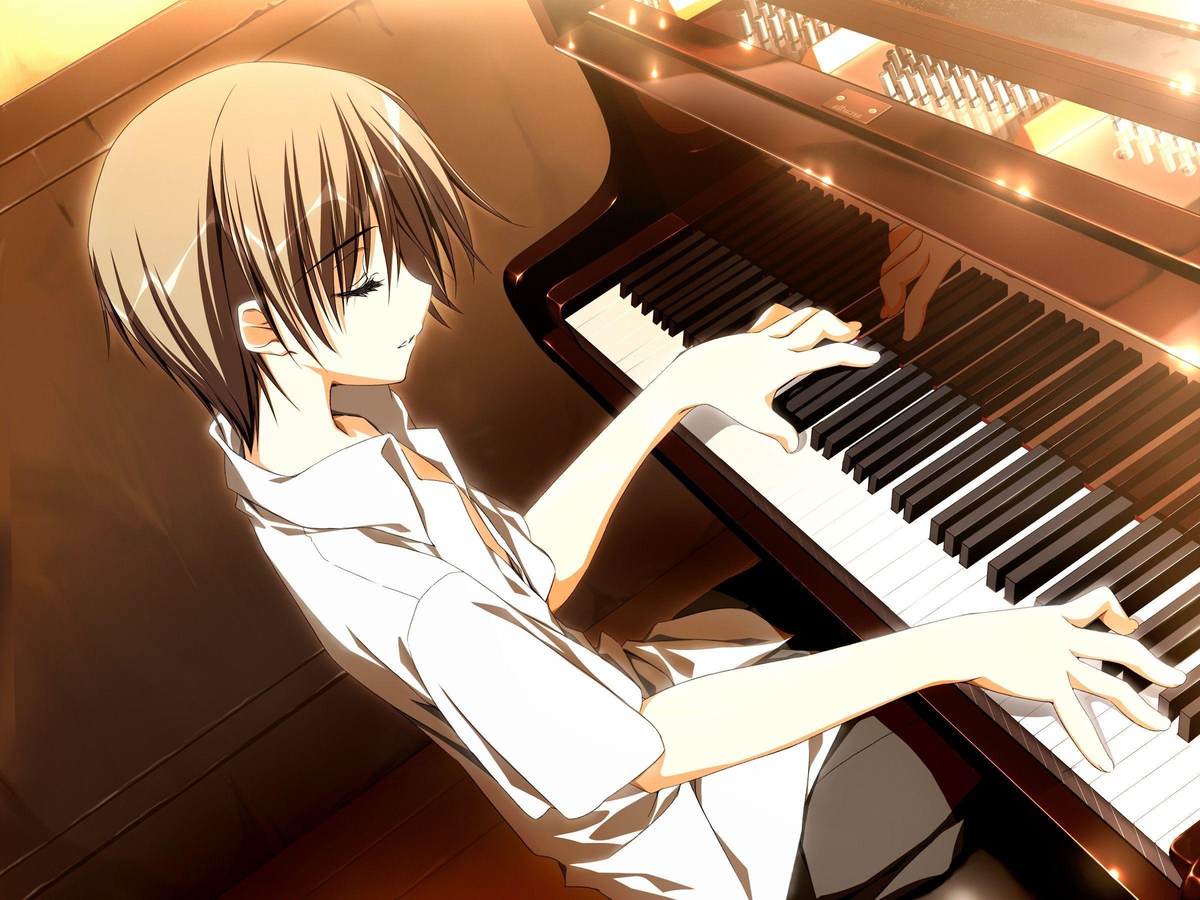 Music Anime Wallpaper Guy Play Piano Wallpaper