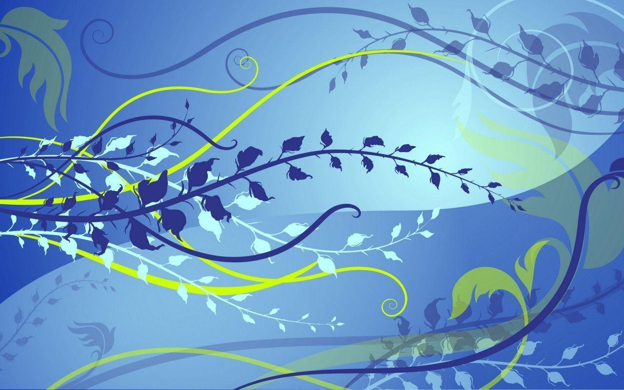Blue Flowers Swirly Design Wallpaper and Picture. Imageize: 268