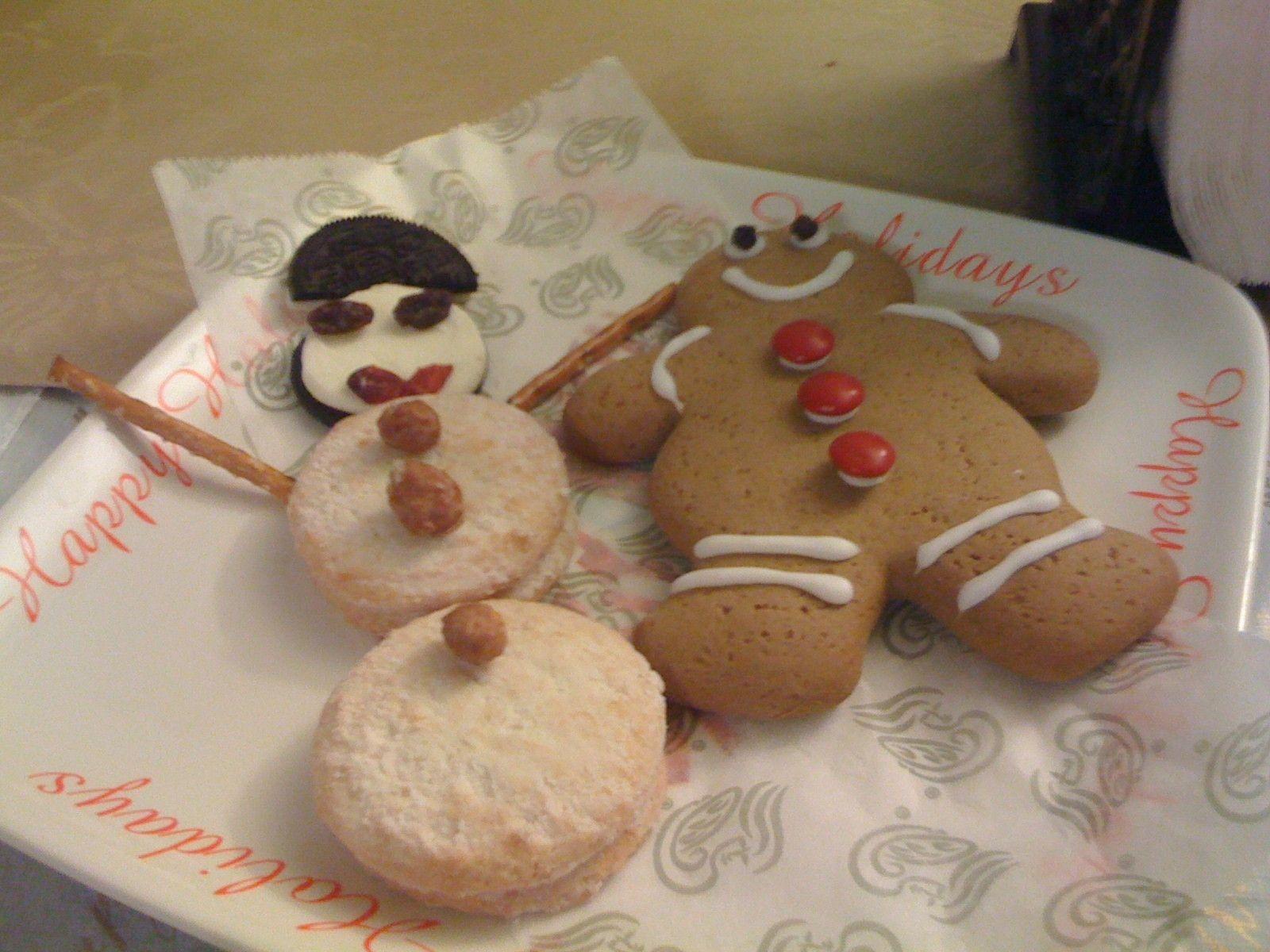 Gingerbread man and snow man