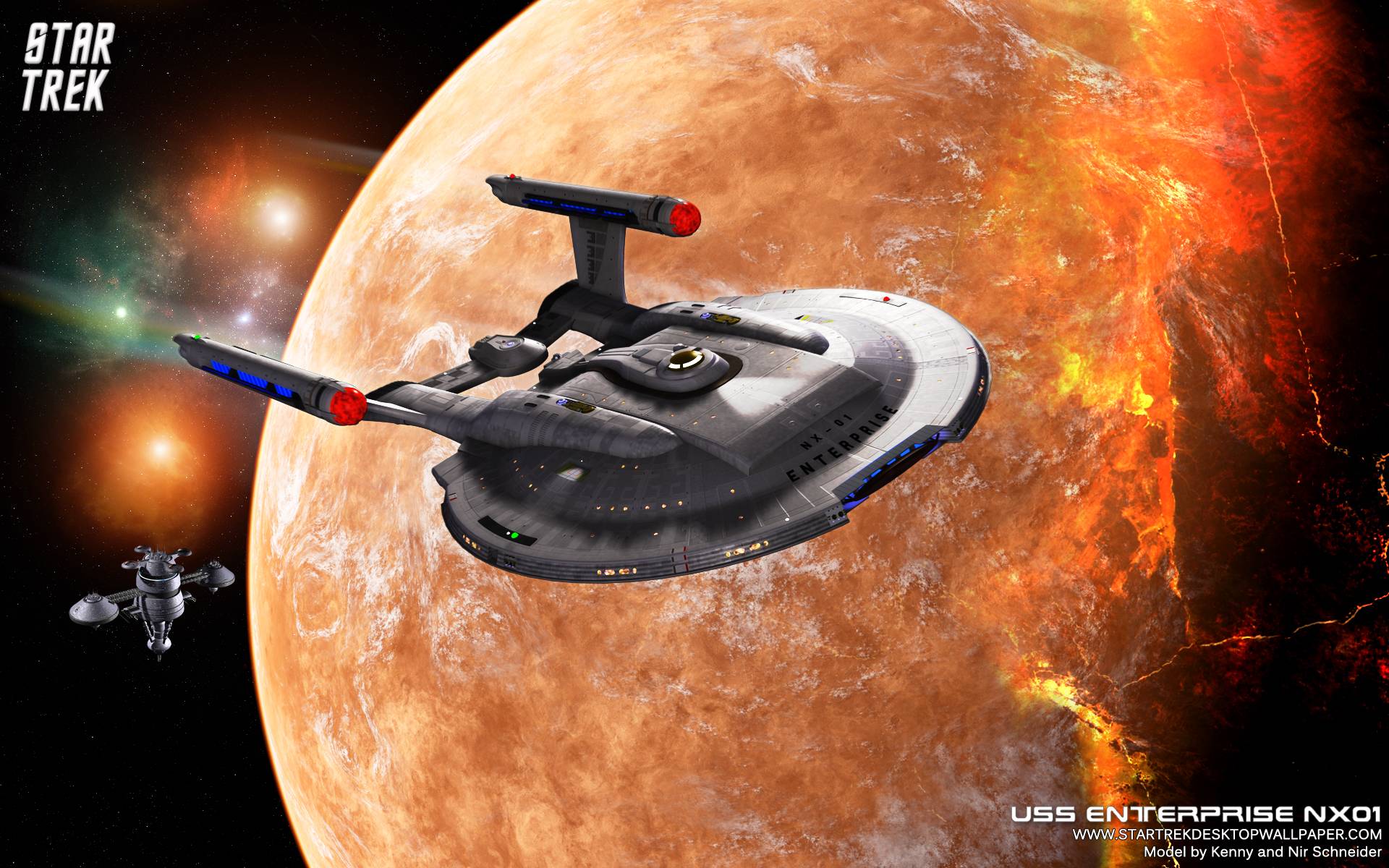 Star Trek Enterprise NX01 On Burning Planet, free Star Trek