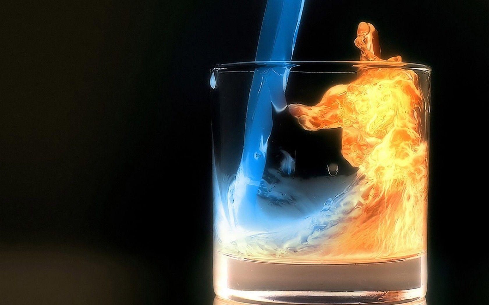 Wallpaper For > Cool Fire And Water Wallpaper