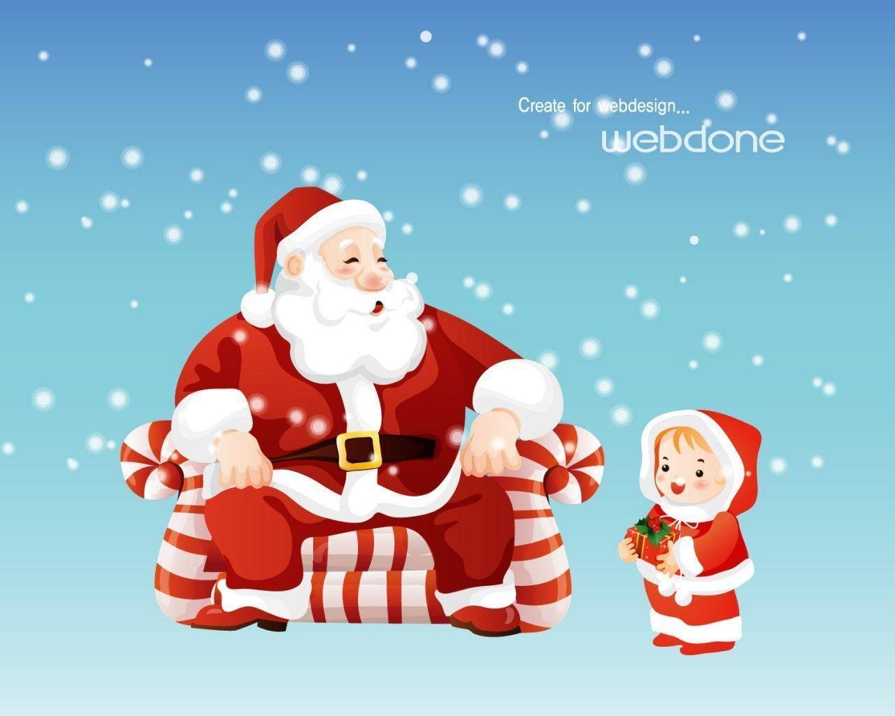 Santa Claus Holiday Christmas And Kids Cartoon Wallpaper