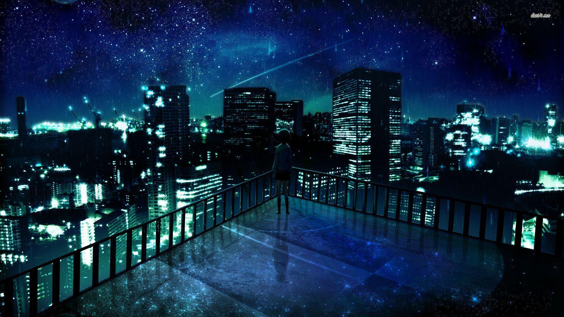 Girl staring at the city at night wallpaper wallpaper - #