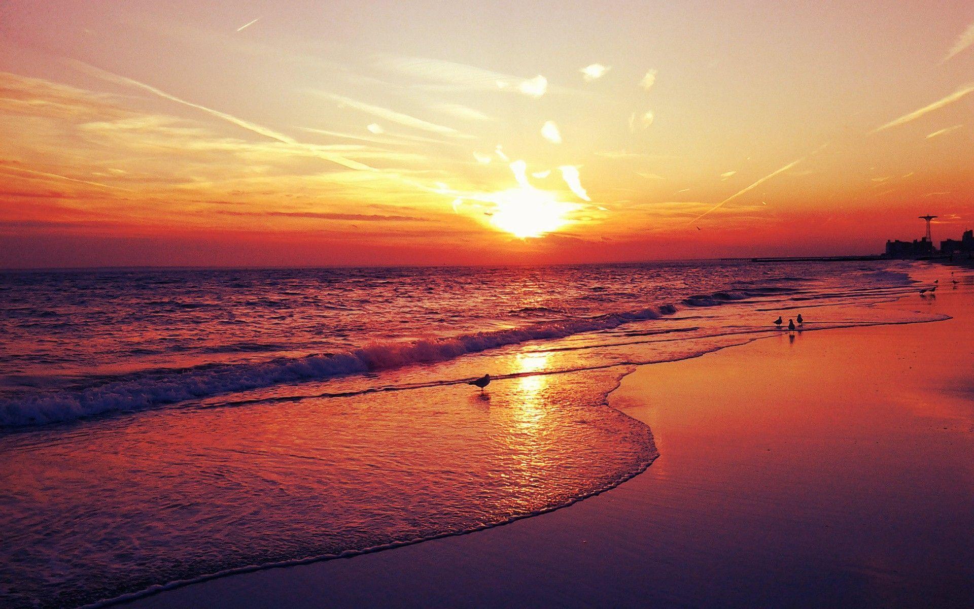 Sunset Beach HD Wallpaper. Beach sunset Desktop Image. Cool