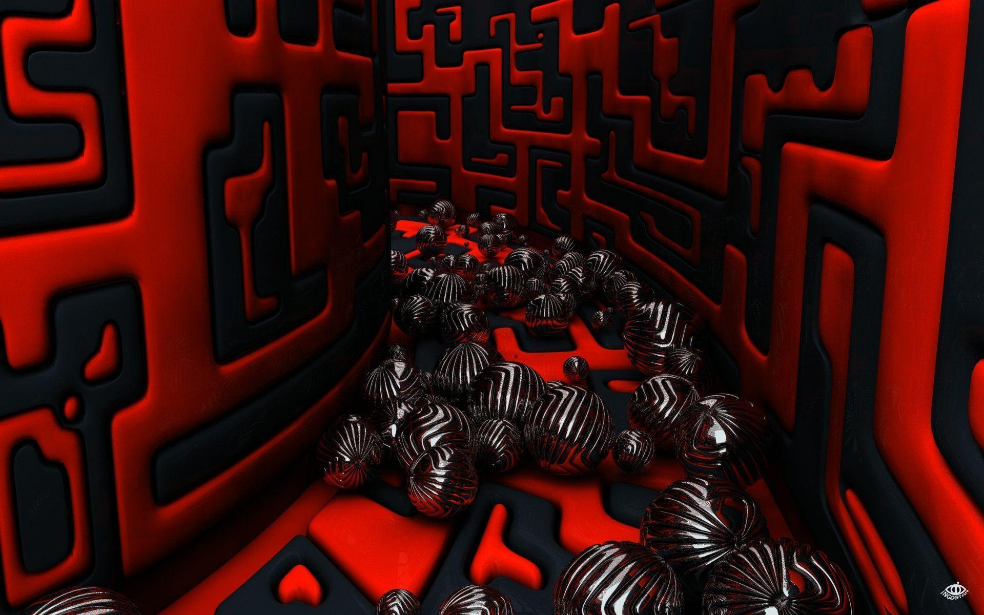 3D Red Black Spheres HD Widescreen Desktop Wallpaper. HD
