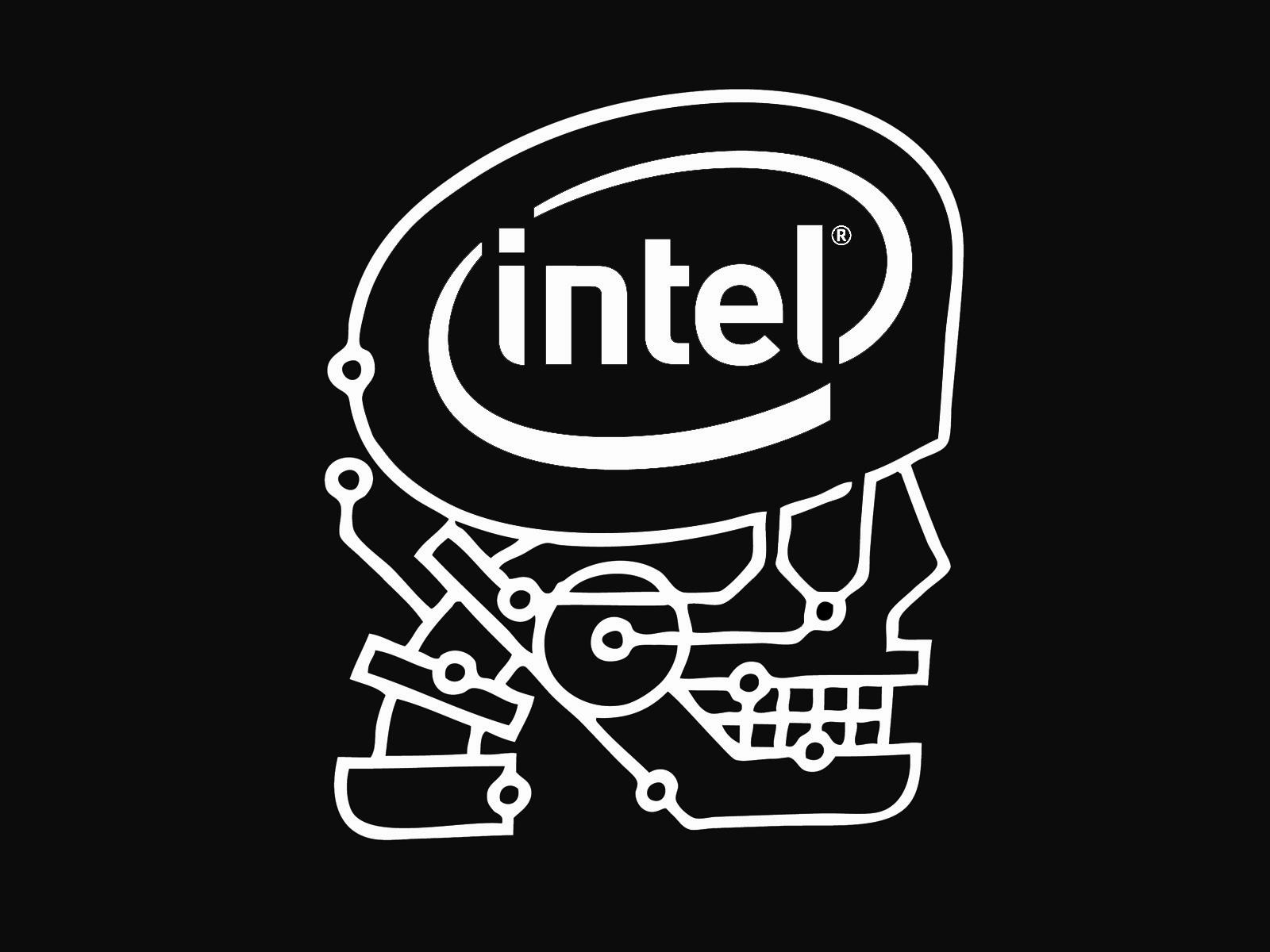 intel logo black background