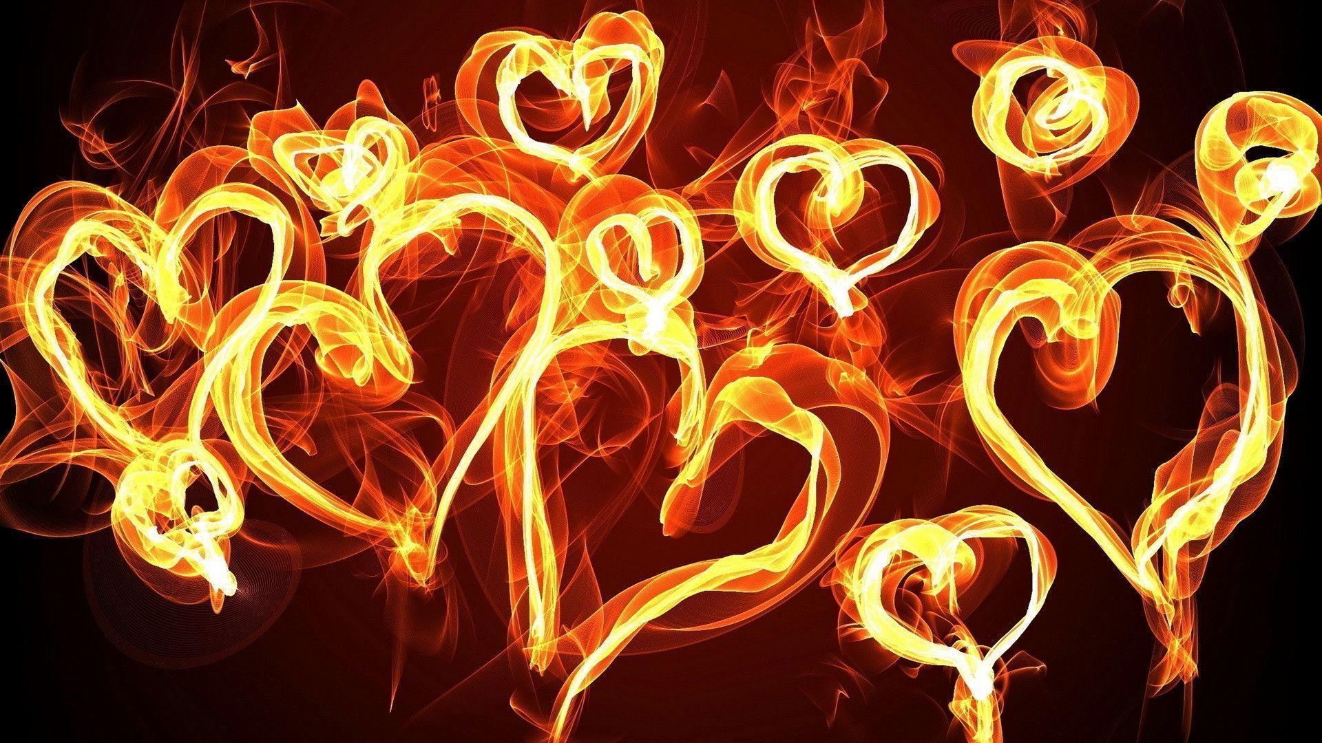 Abstract Flames Love Romance Heart Bright Cg Digital Art Free