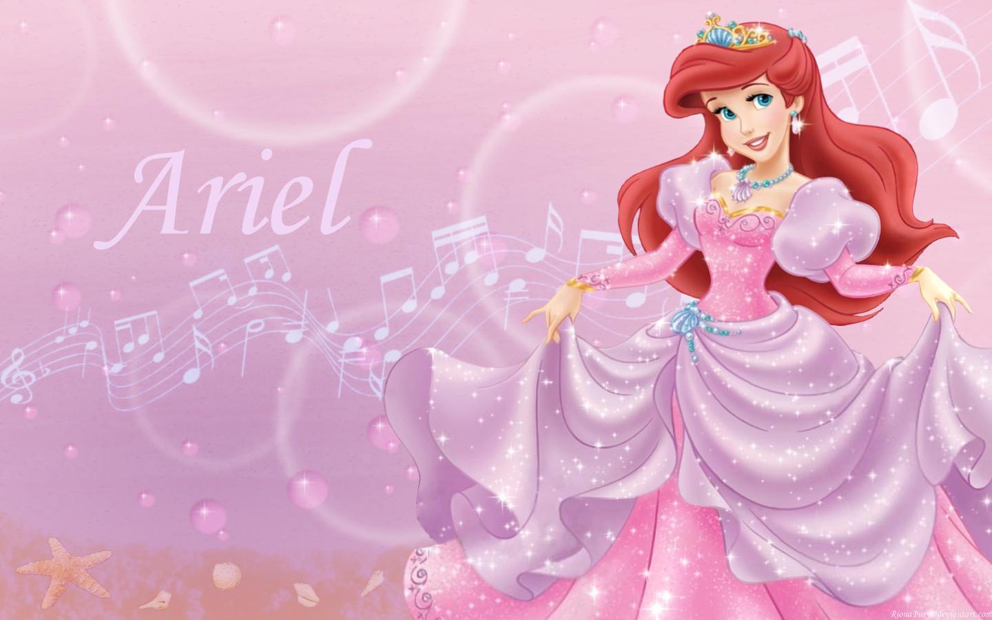 Ariel in pink Little Mermaid Wallpaper