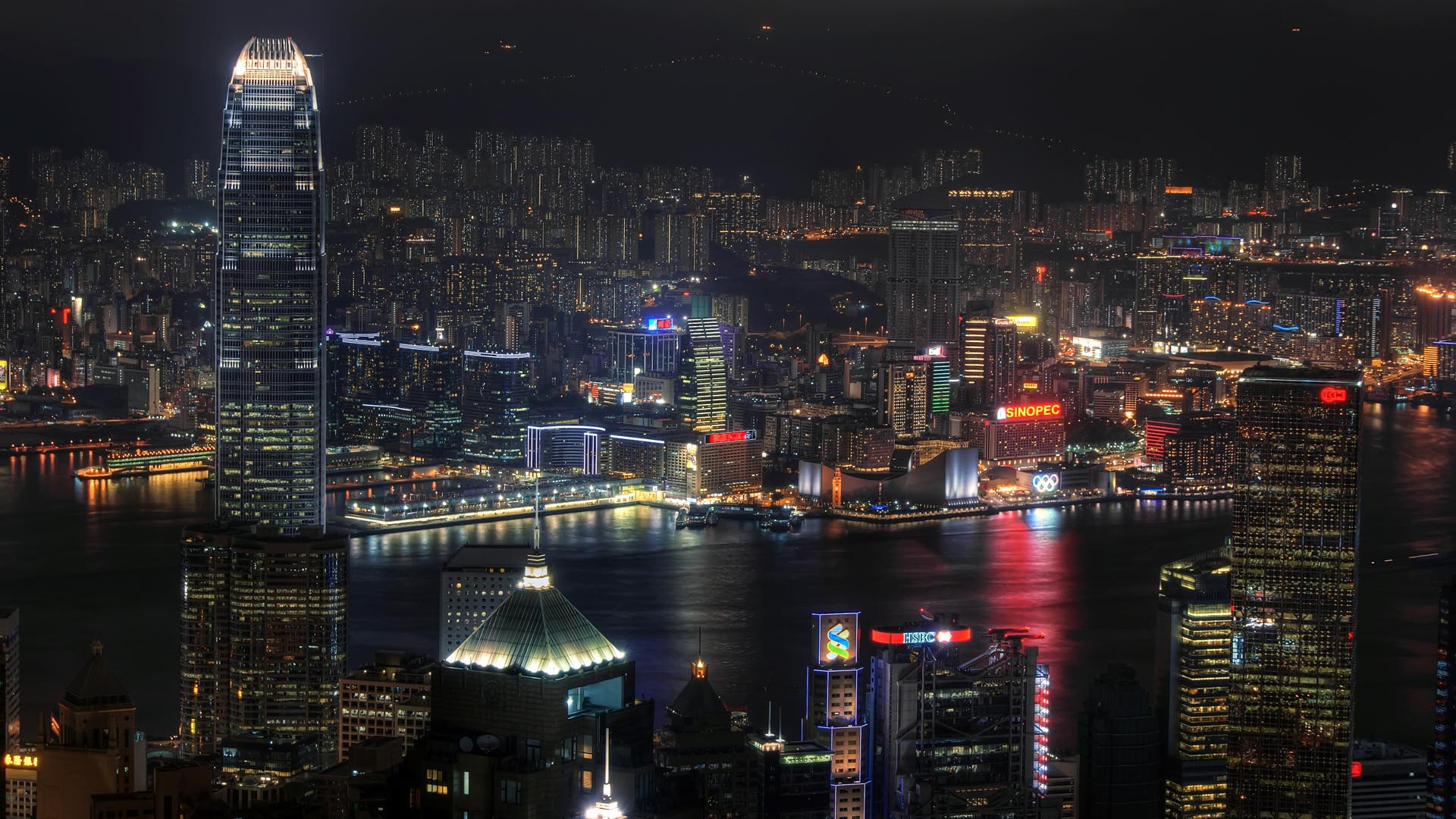 Hong Kong Widescreen Wallpaper Hong Kong Skyline At Night 1920