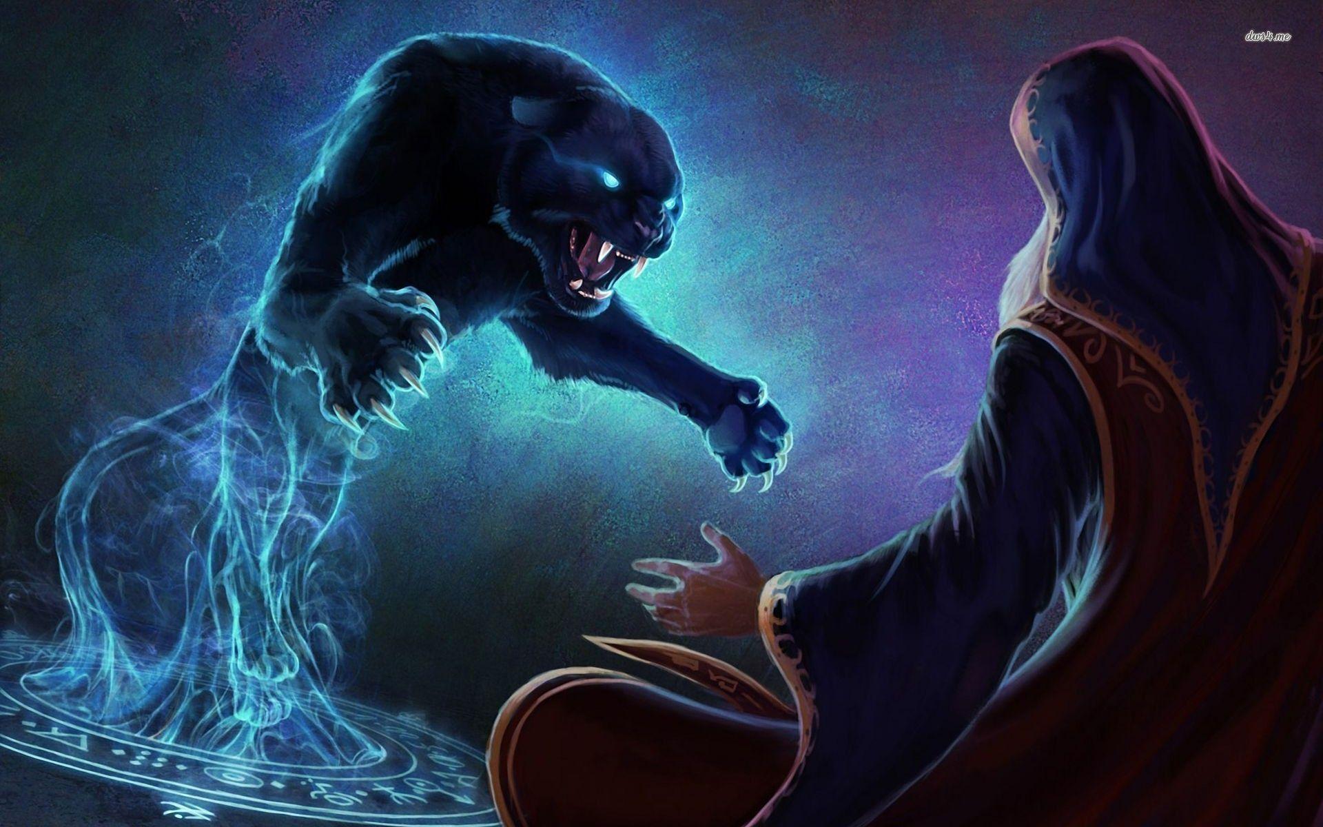 Panther attacking the mage wallpaper wallpaper - #