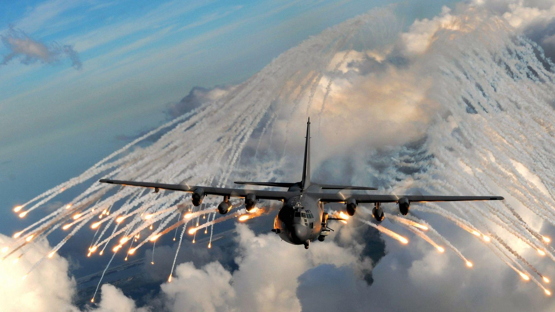 Pin Free Lockheed Ac 130 Shooting Flares Wallpaper For iPad 2