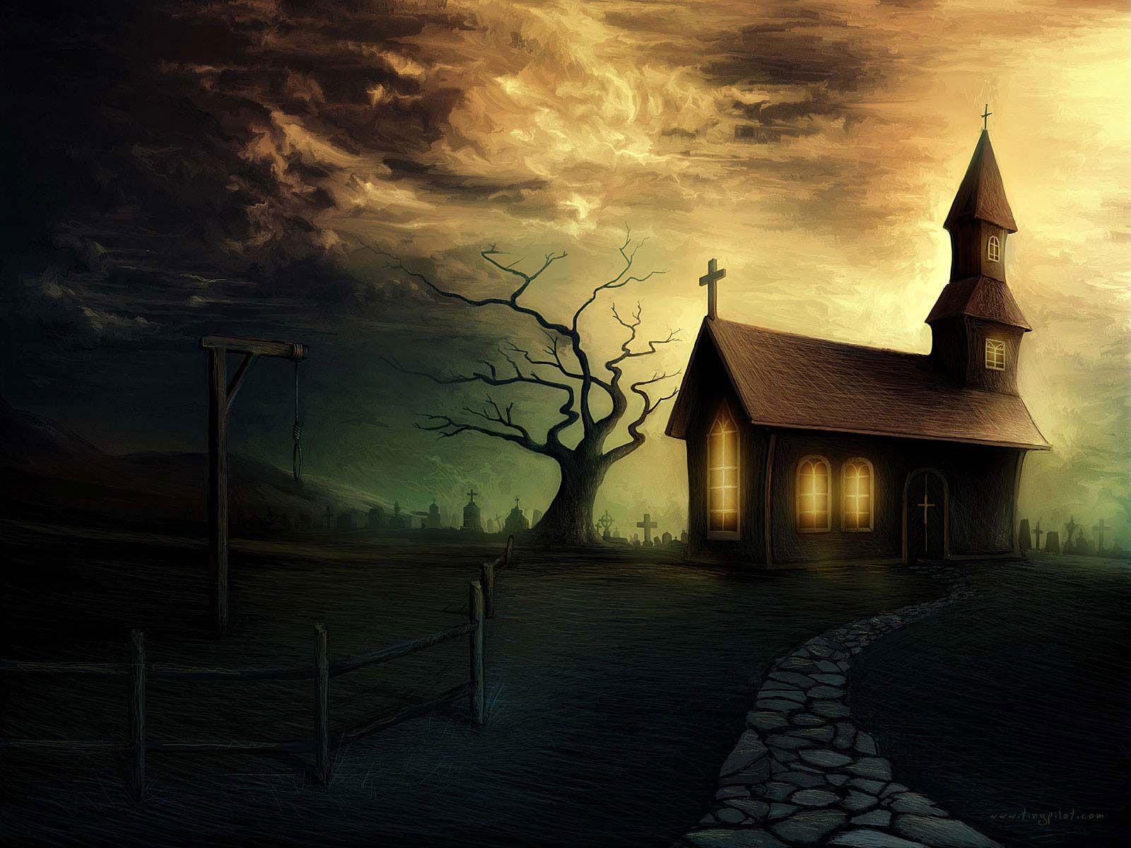 Graveyard At Night Wallpaper