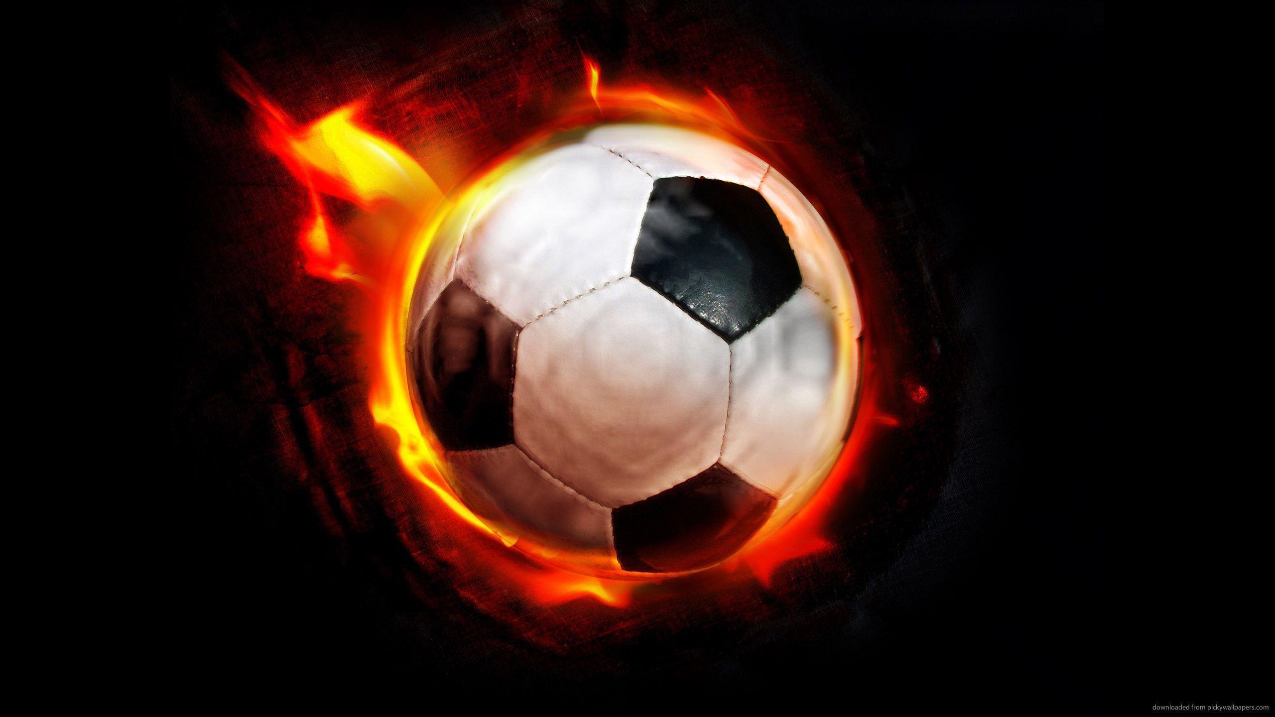 Download 2560x1440 Burning Soccer Ball Wallpaper