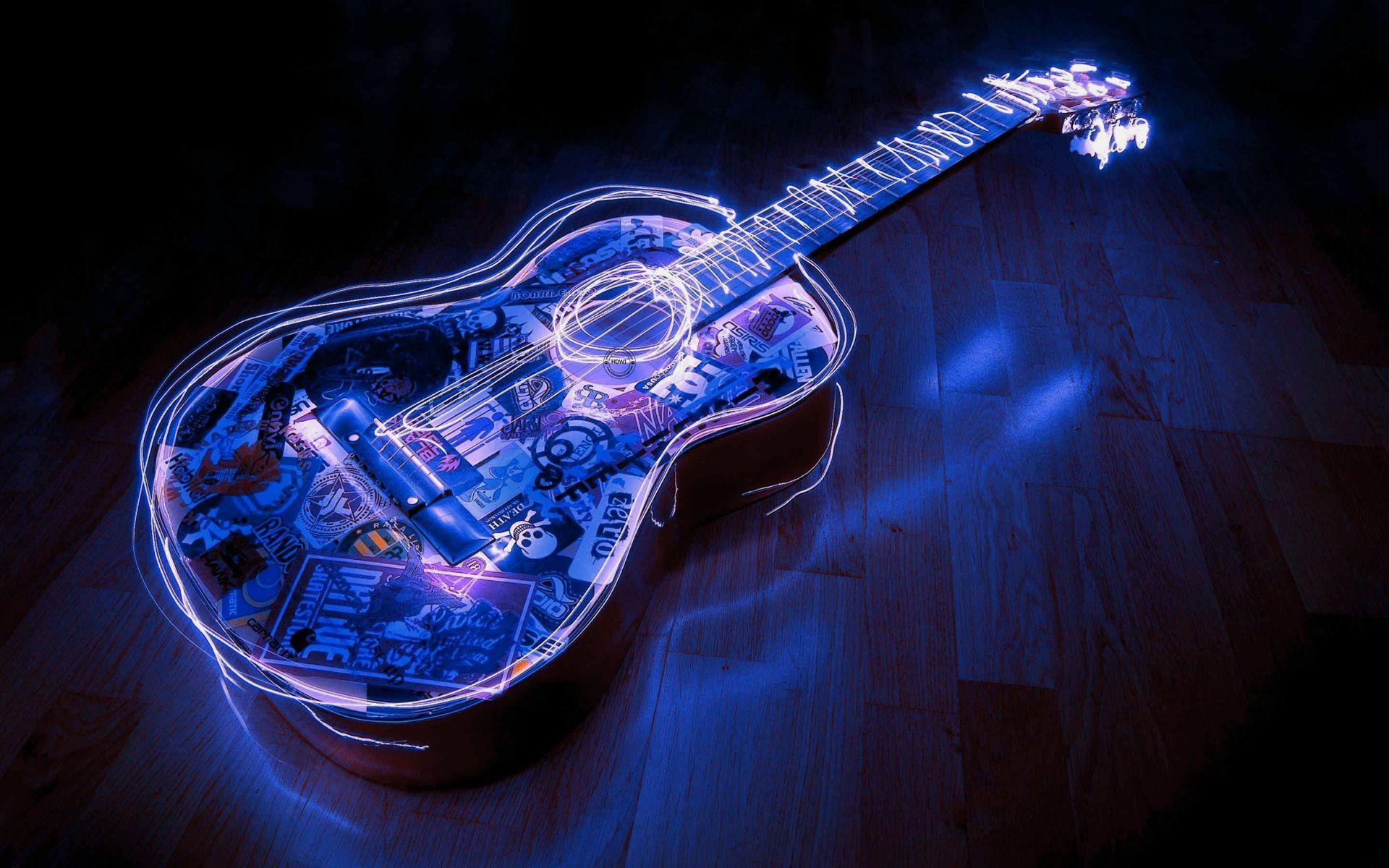 3D Guitar Photo Cute Phone Background Free