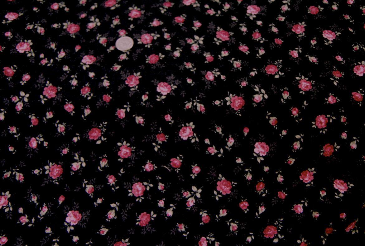 Little Rose fabric in black background 2 yard plus