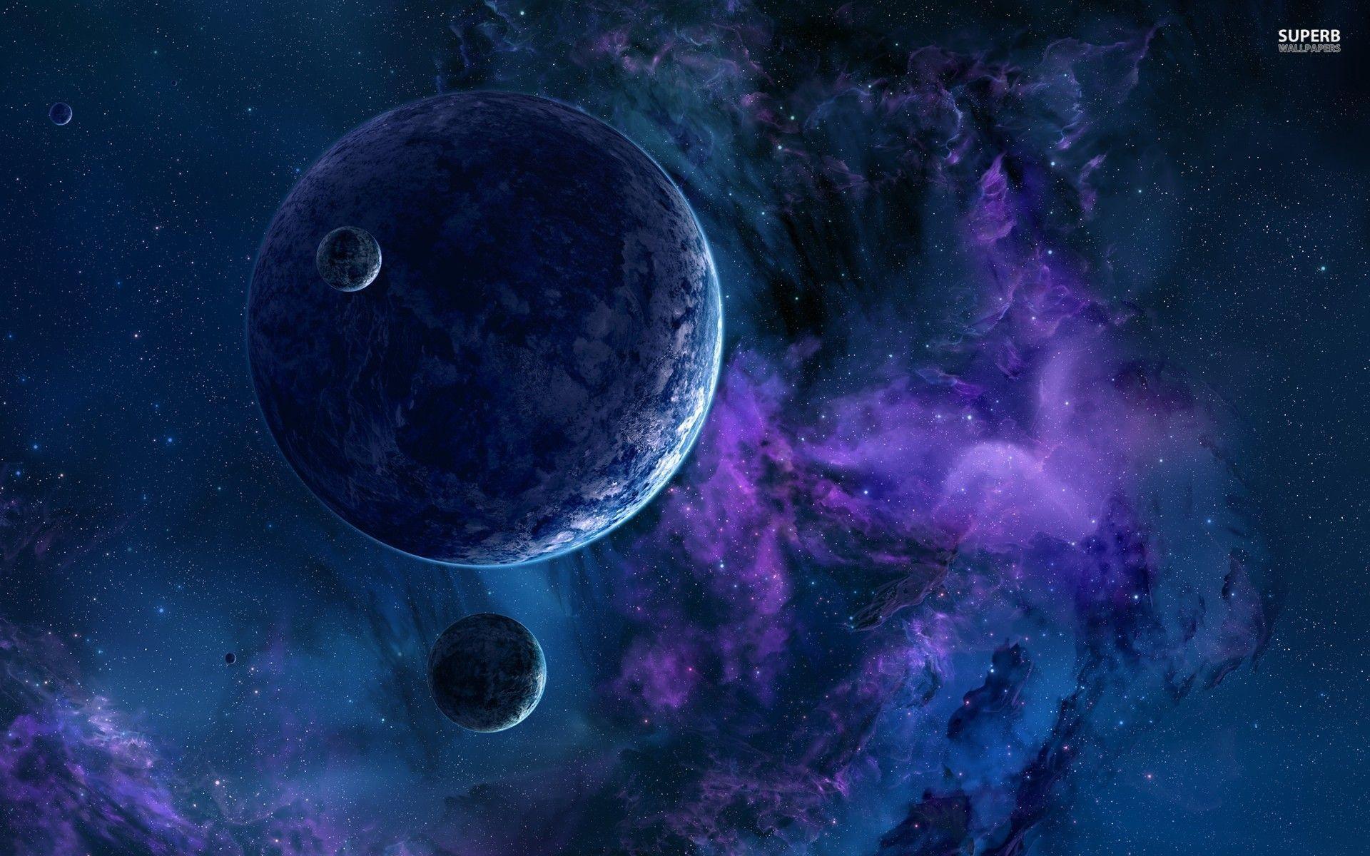Galaxy Blue Purple And Black Background