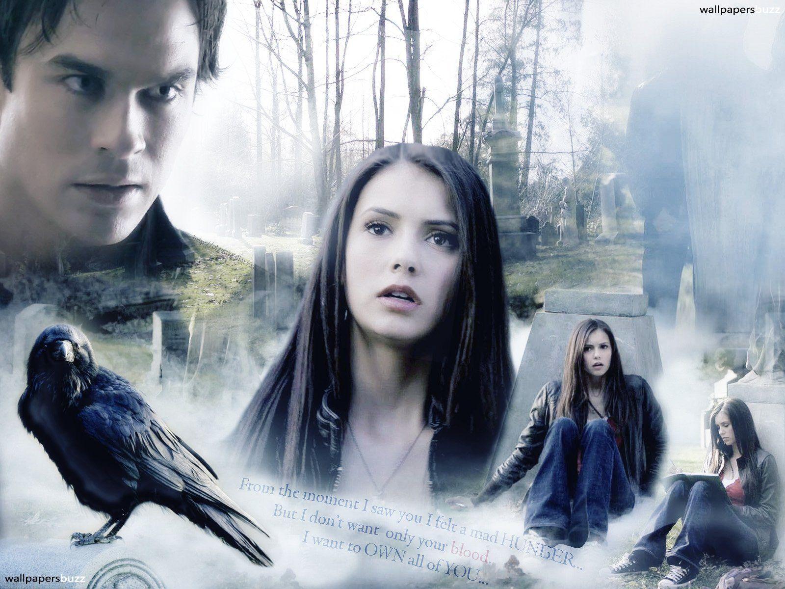Damon and Elena on cemetery HD wallpaper