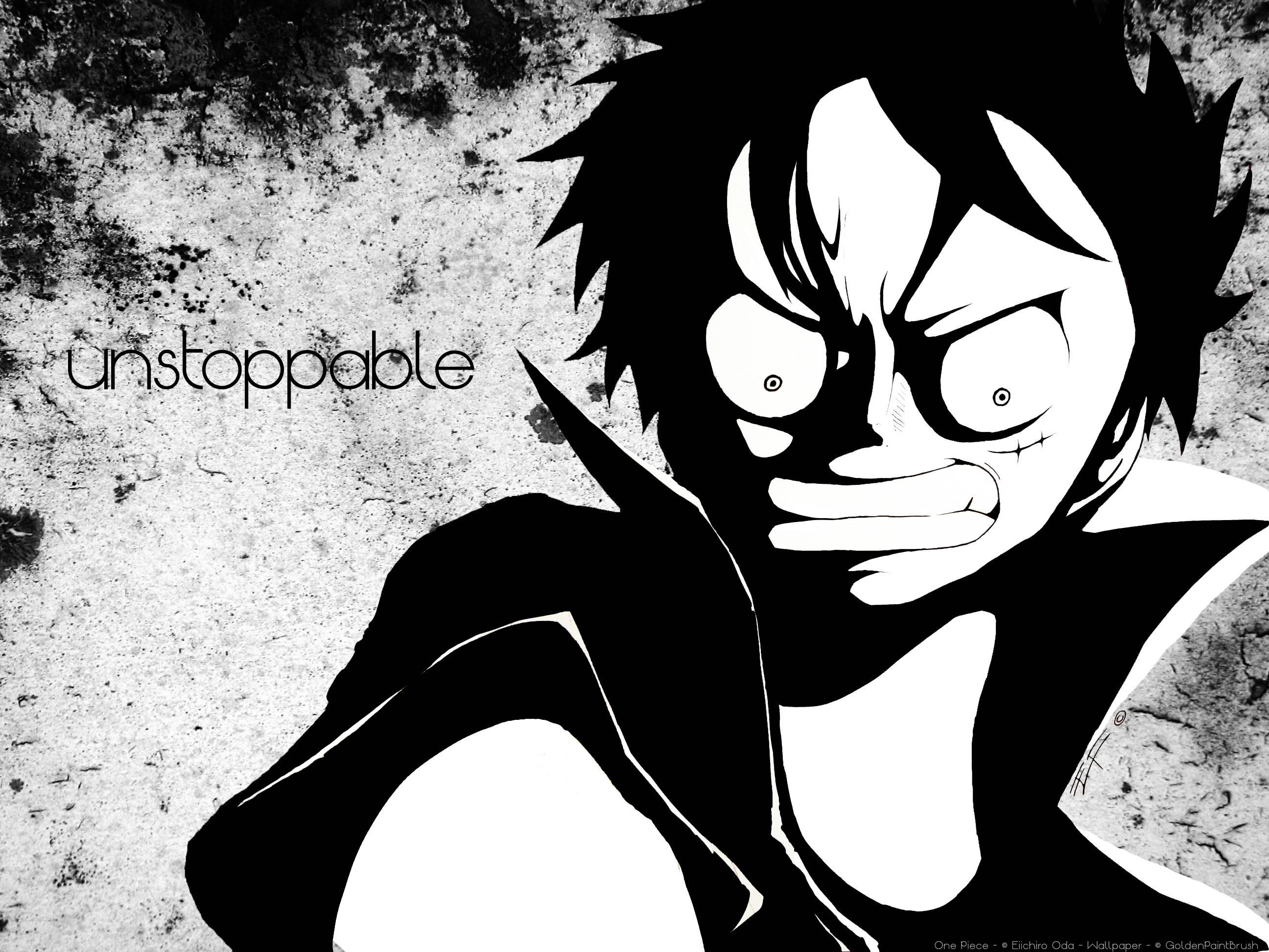 im unstoppable one piece luffy pc wallpaper by goldenpaintbrush