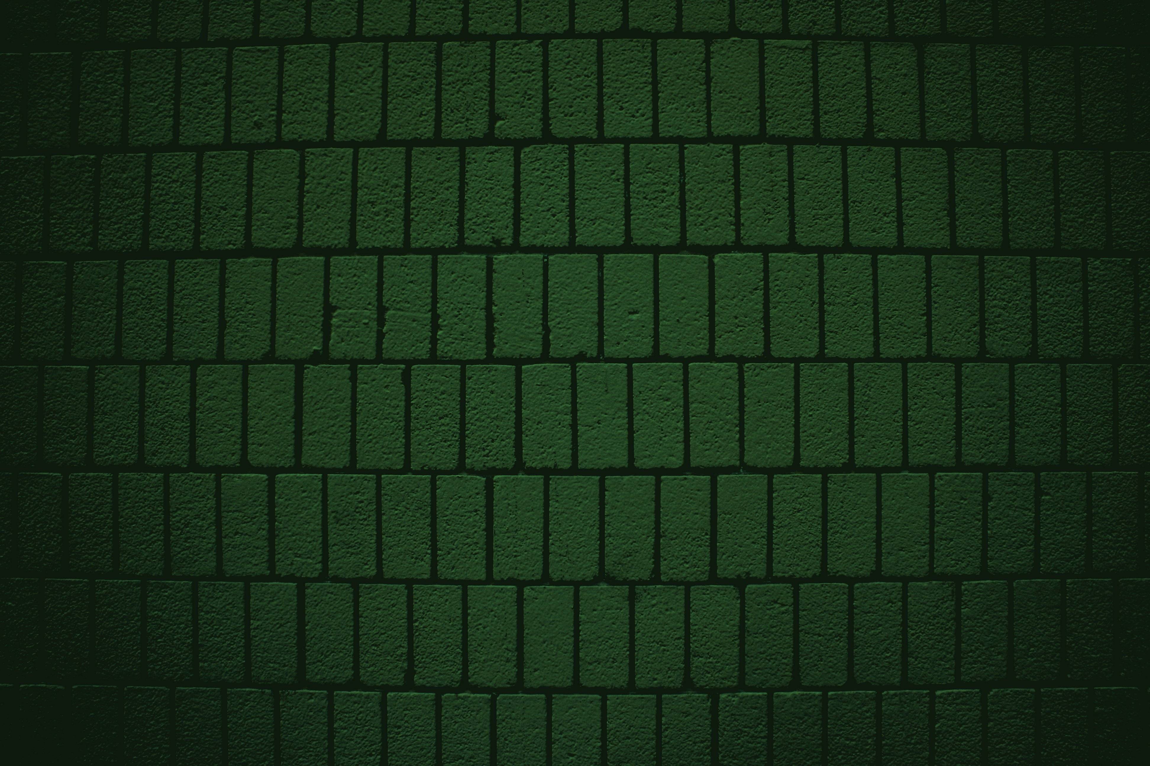Dark Green Brick Wall Texture with Vertical Bricks Picture. Free