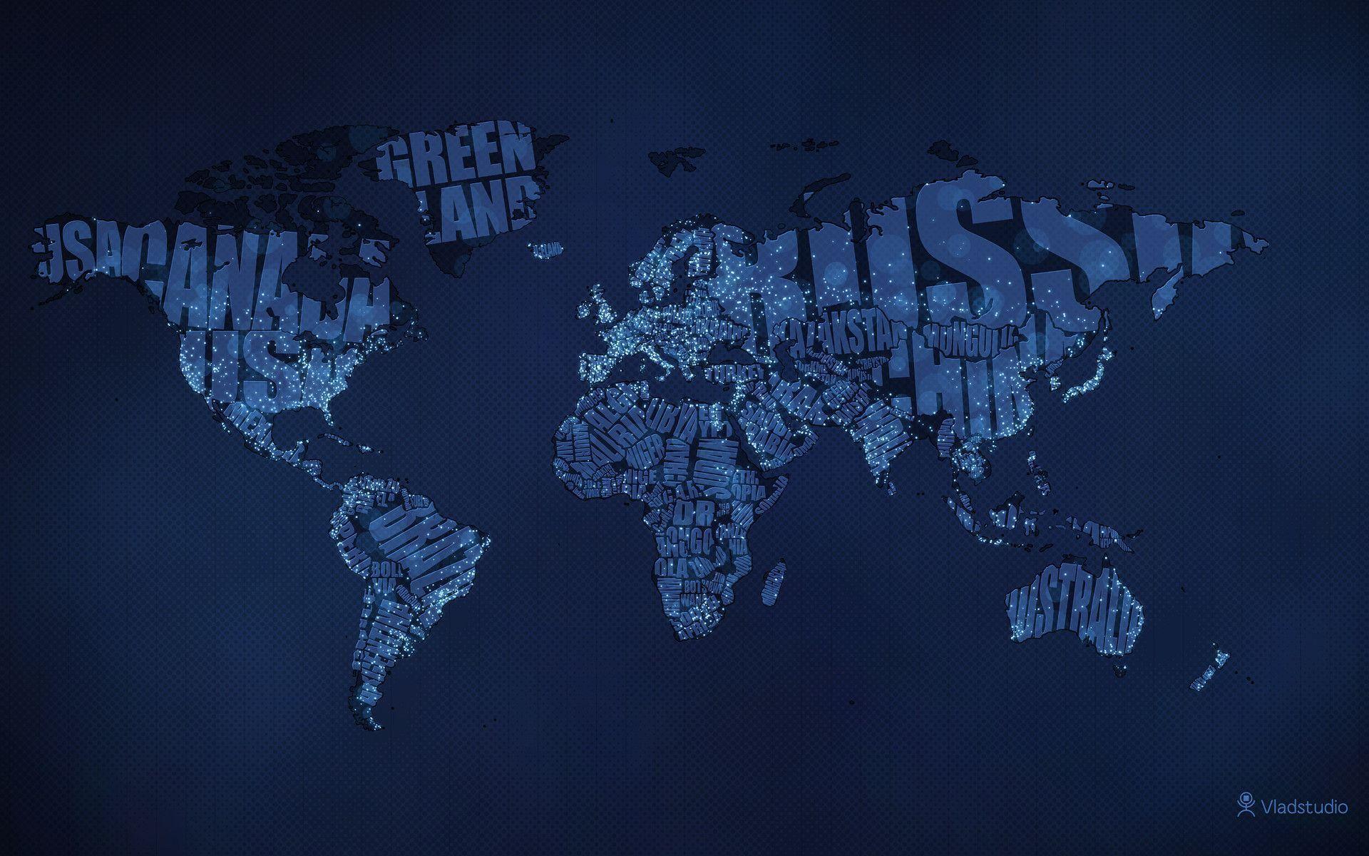 Daily Wallpaper: Typographic World Map. I Like To Waste My Time