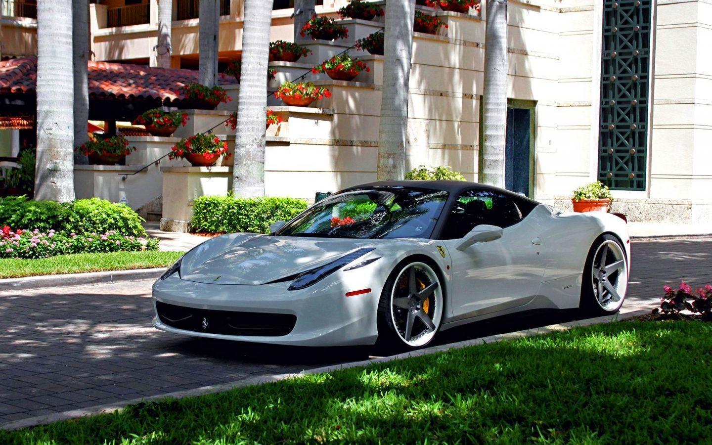 White ferrari 458 italia 1 Wallpaper