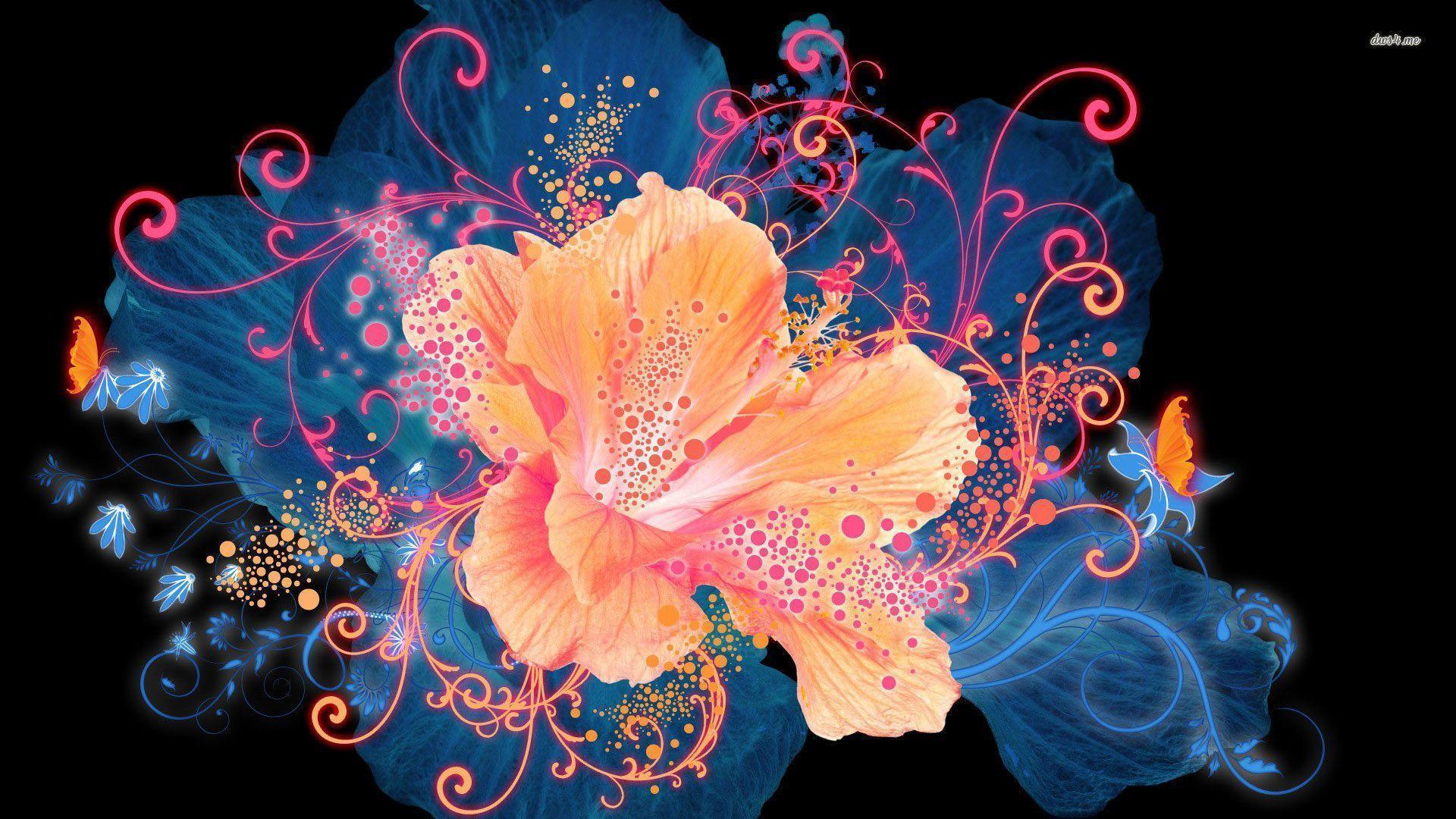 Coral hibiscus wallpaper Art wallpaper - #