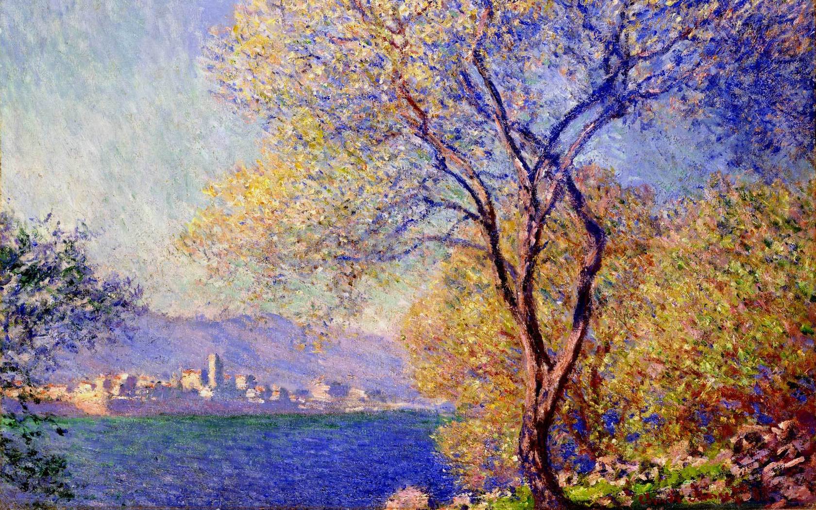 Claude Monet Wallpaper, landscape, wood, painting, impressionism