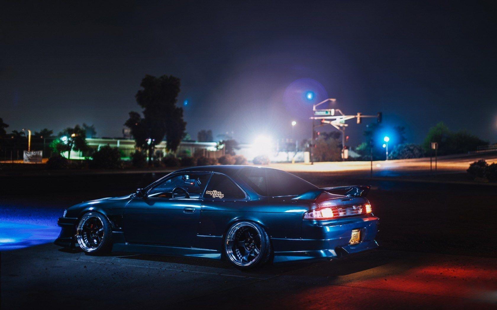 Night Road Lights Nissan Silvia S14 240sx HD Wallpaper