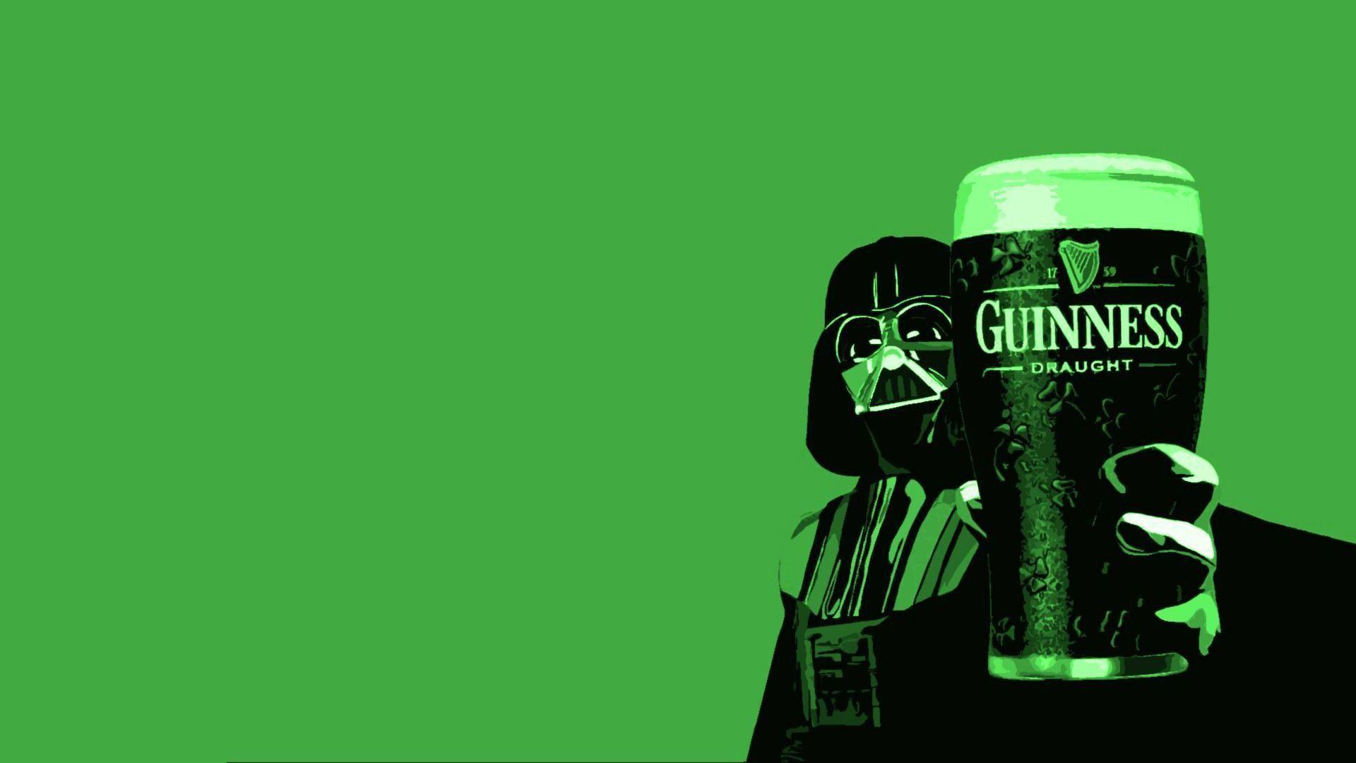 Darth Vader holding a glass of Guiness Wallpaper Image. HD