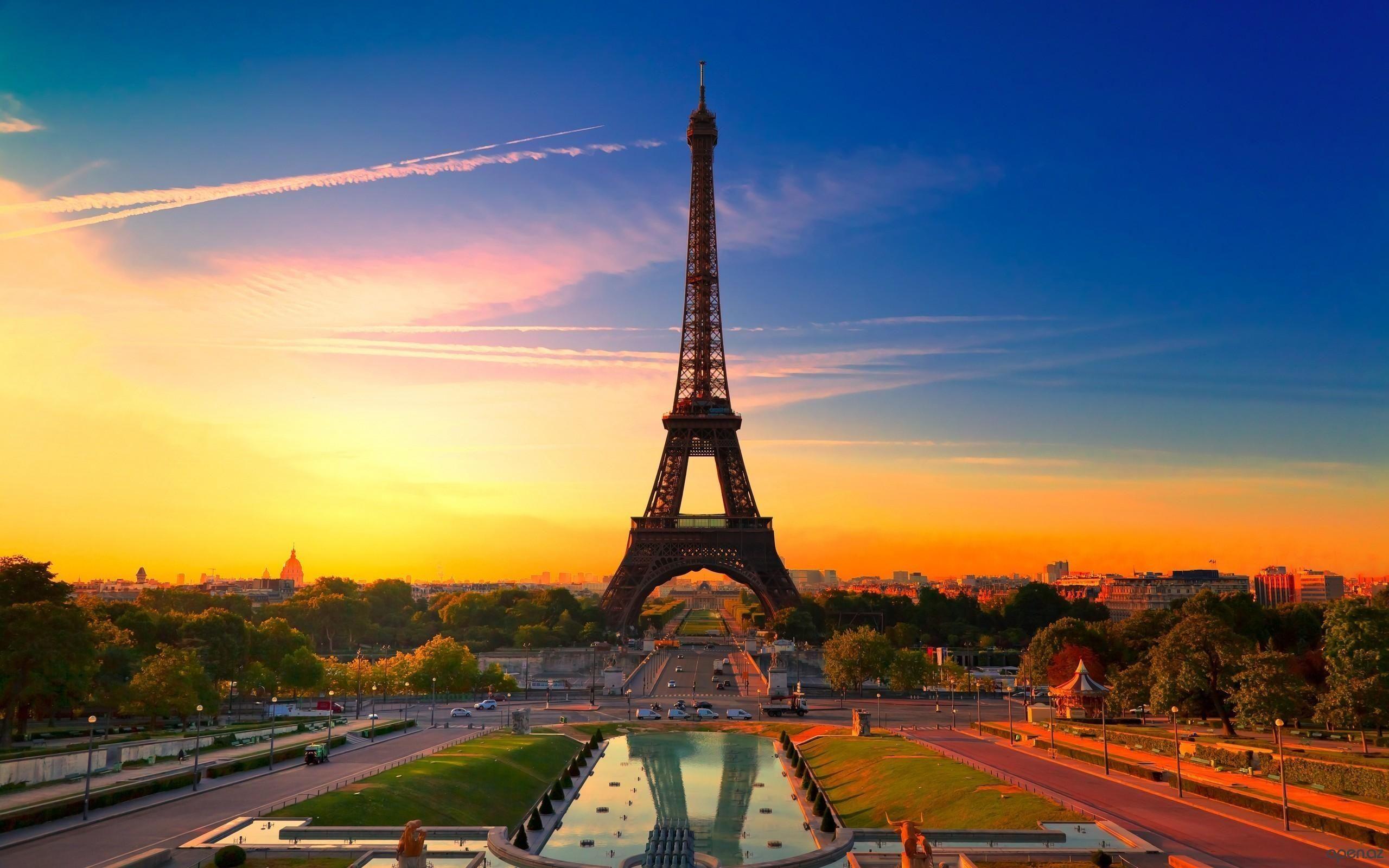 Sunset Wallpaper Eiffel Tower Nature Wallpaper HD