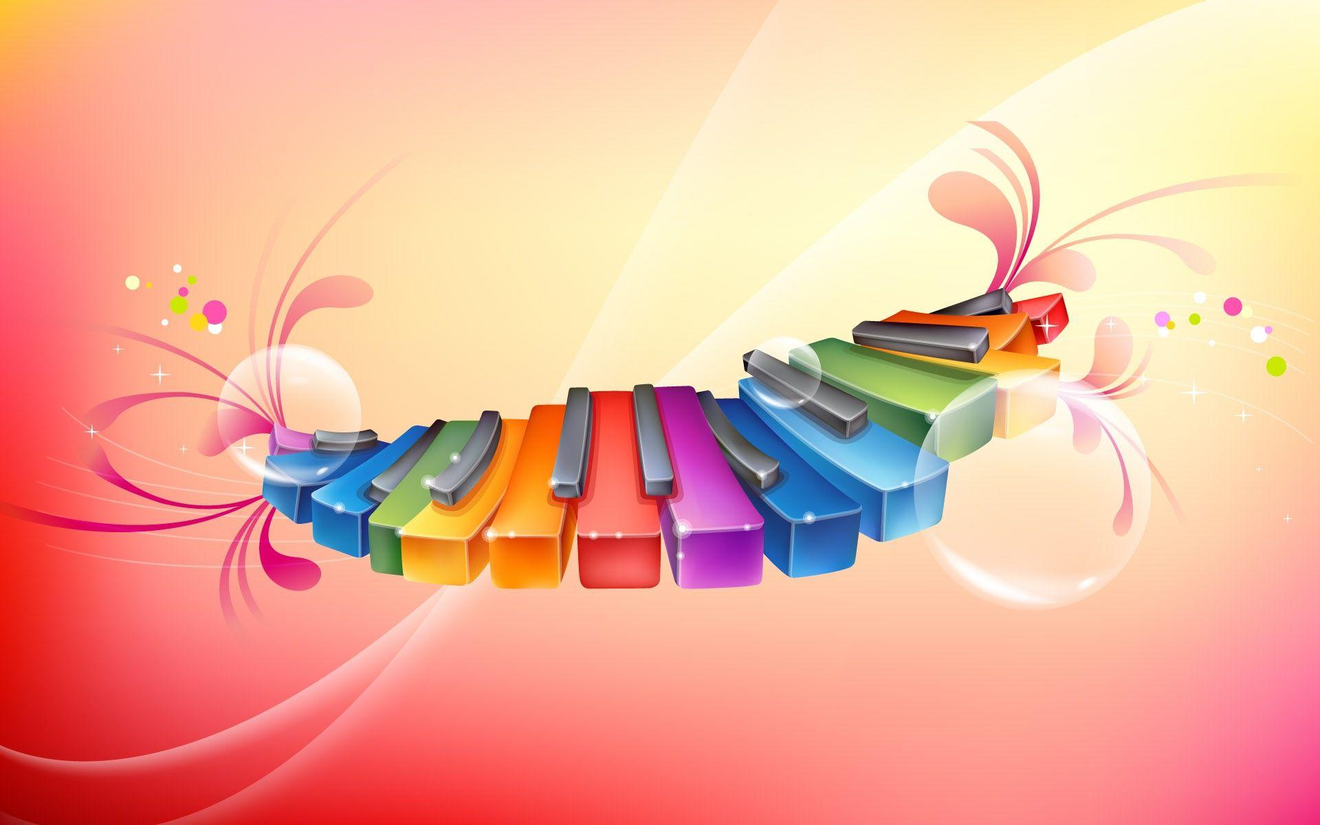 3D Rhythmic Colorful Piano HD Wallpaper