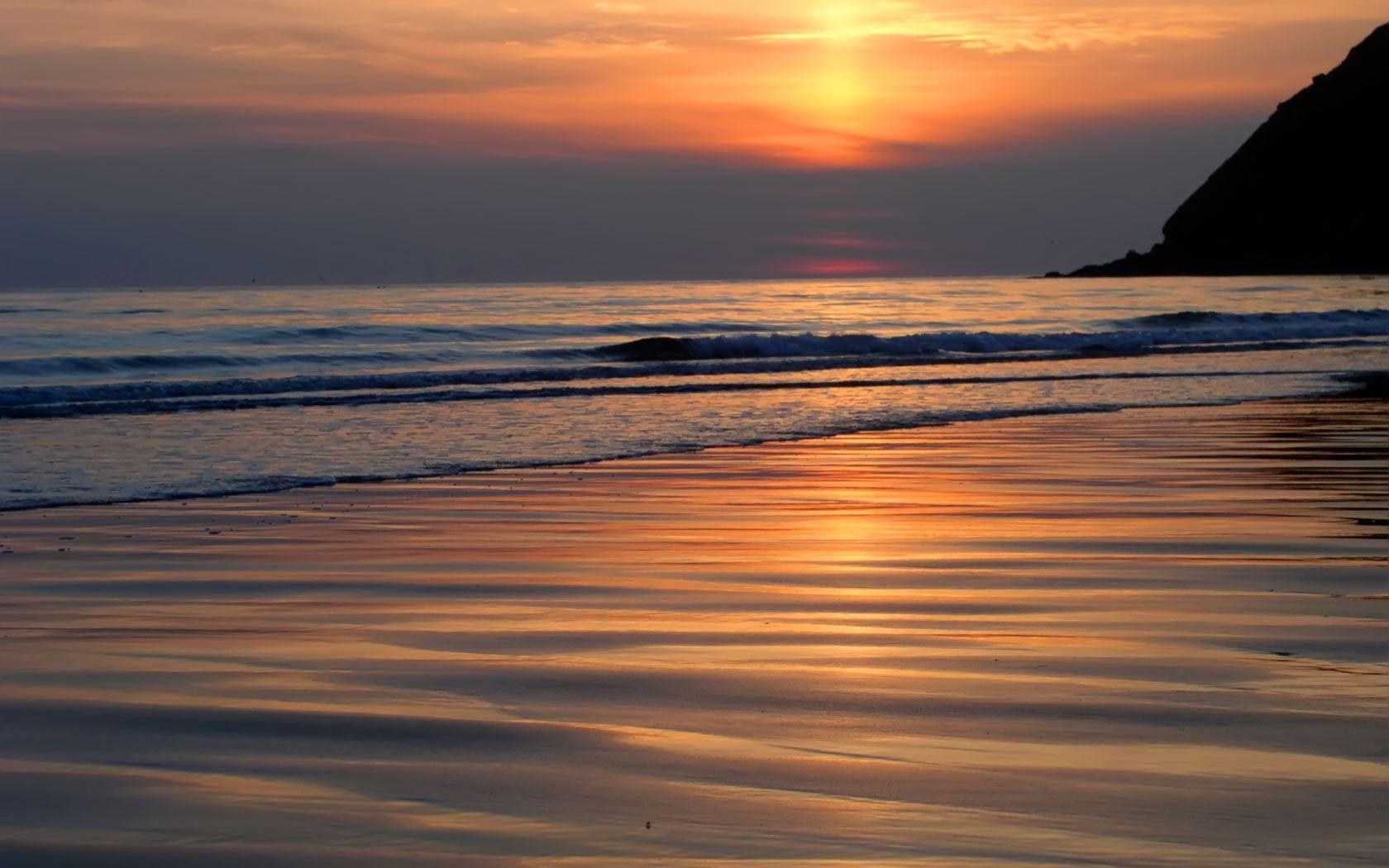 Sandy Beach Sunset Wallpaper