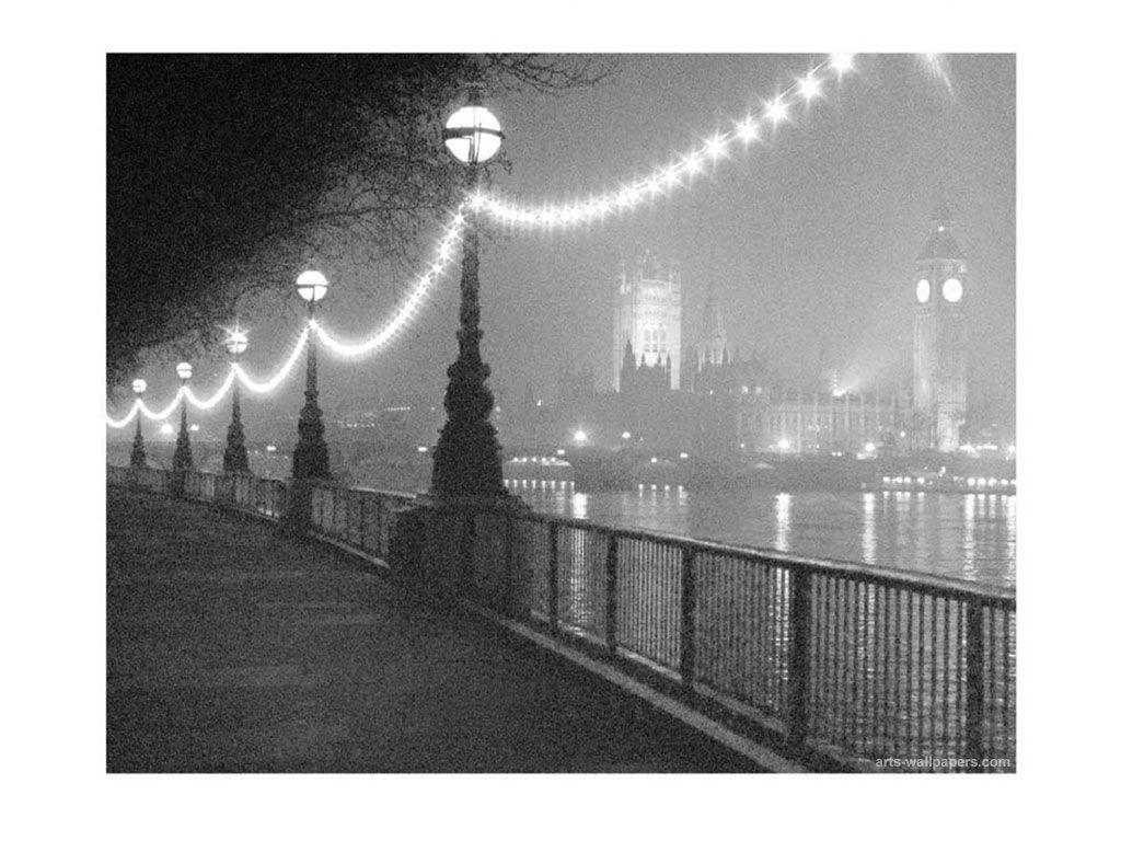 River Thames London Black And White Desktop Wallpaper