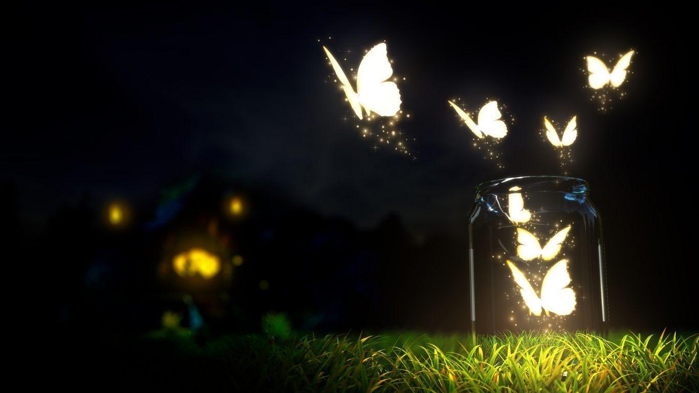 Glowing butterflies art Wallpaper