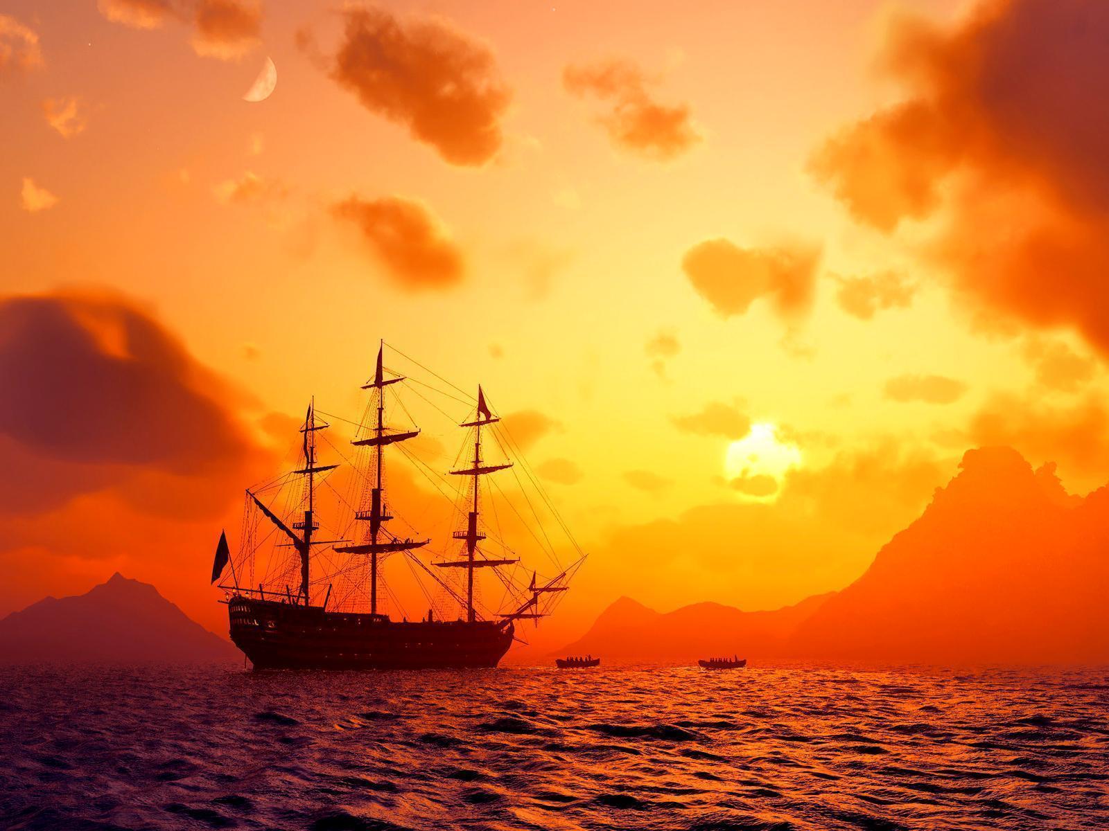 Expedition Party Old Sea Galleon wallpaper