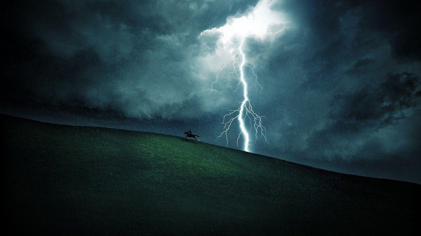 Riding on the hill in a thunderstorm wallpaper #