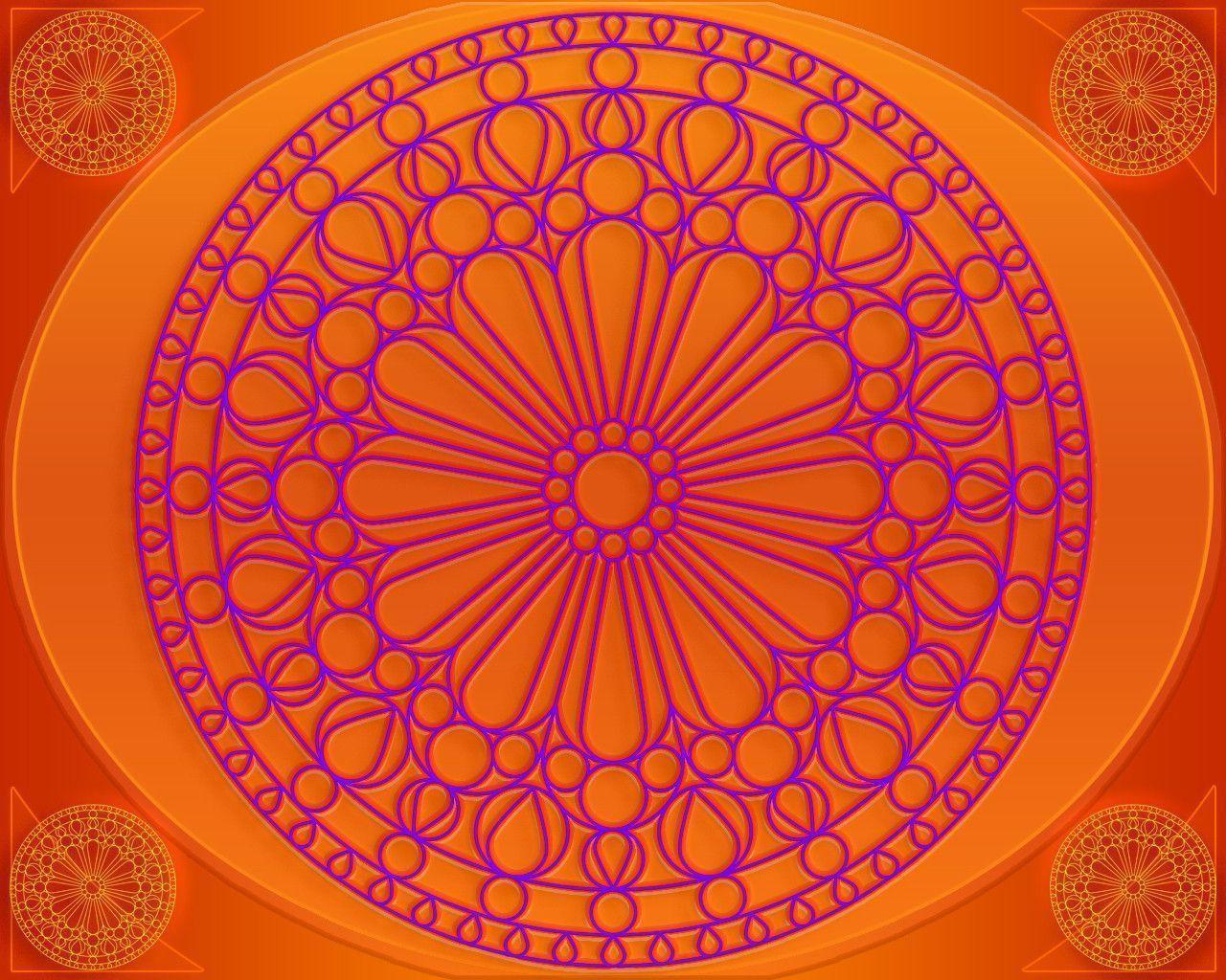 Purple Pattern Circle On Orange Backgrounds